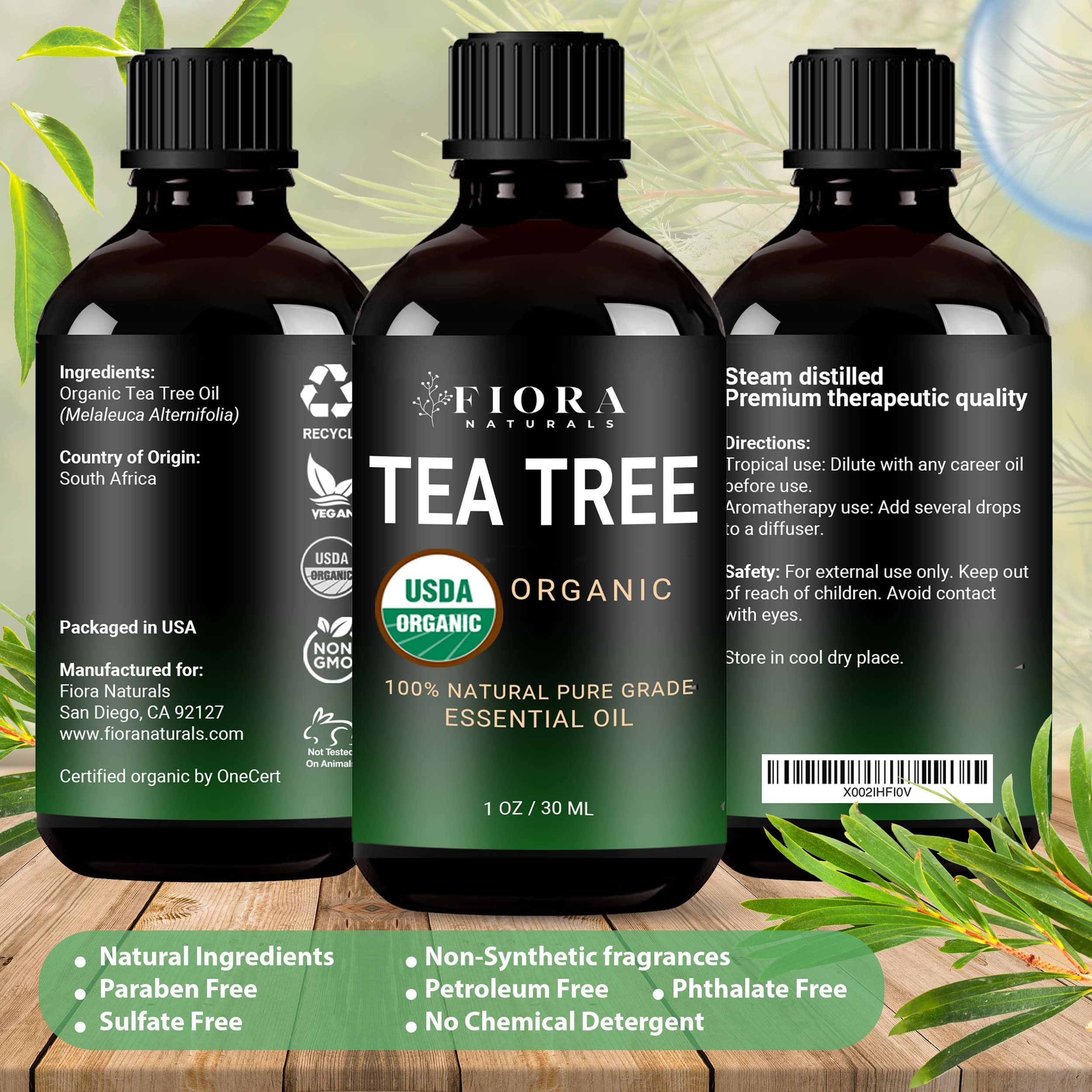 Hair and scalp care use with Fiora Naturals Tea Tree Oil for balance