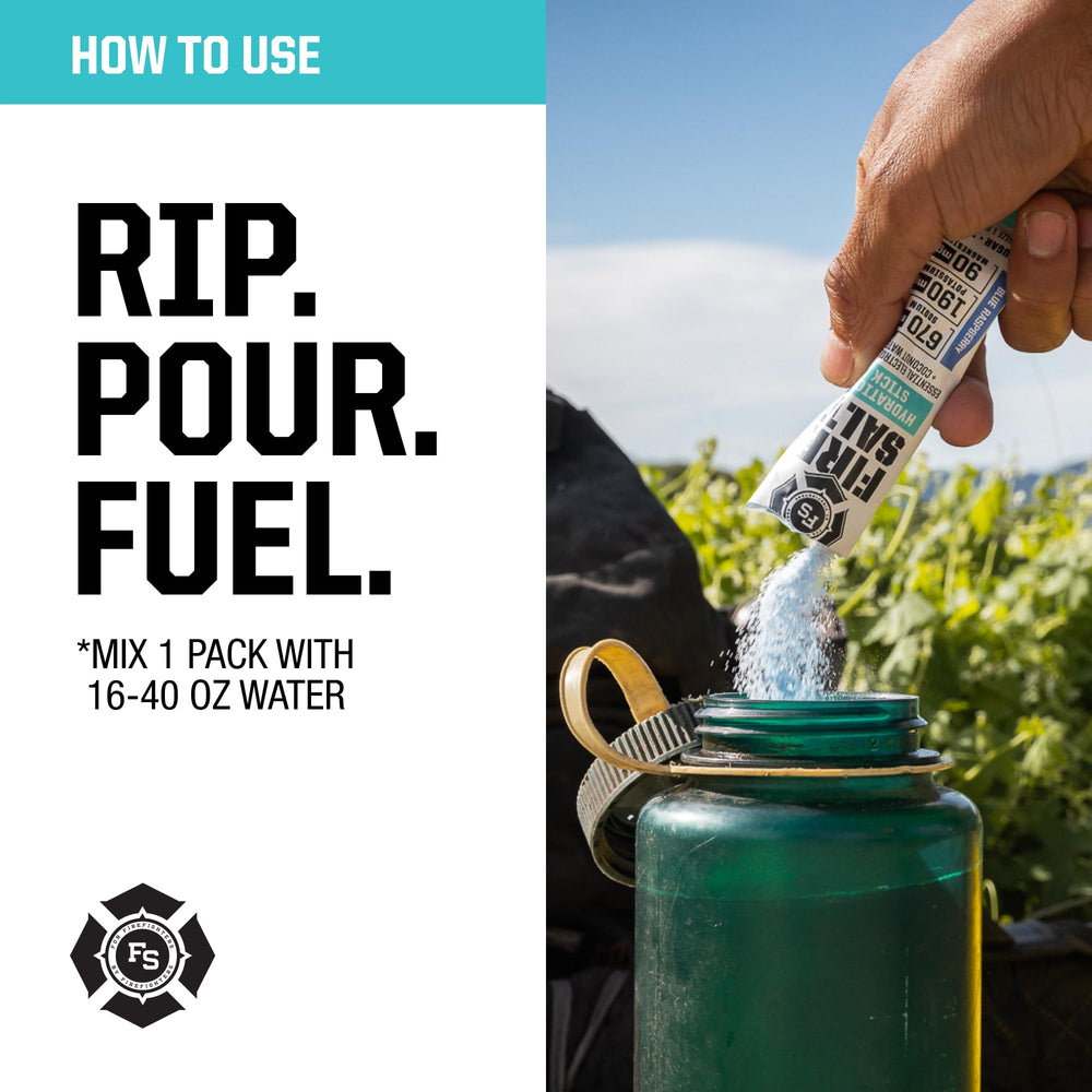 Fire Science Hydration Sticks coconut water powder detail and electrolyte blend.