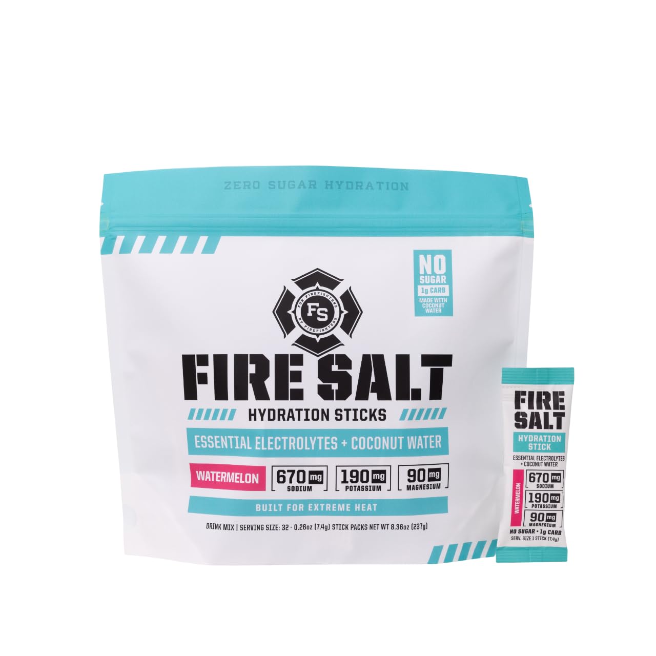 Fire Science Fire Salt Hydration Sticks single-serve packs for convenient on-the-go hydration.