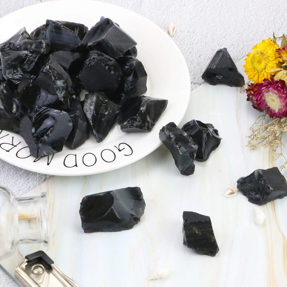 Fireboomoon irregular black obsidian stones, perfect for craft projects and gifts