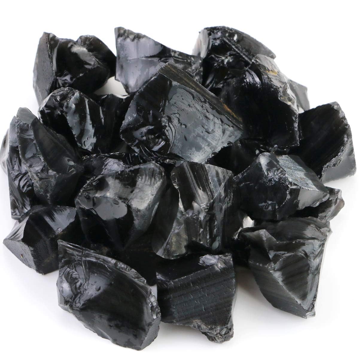 Fireboomoon rough natural black obsidian stones for cabbing and lapidary projects