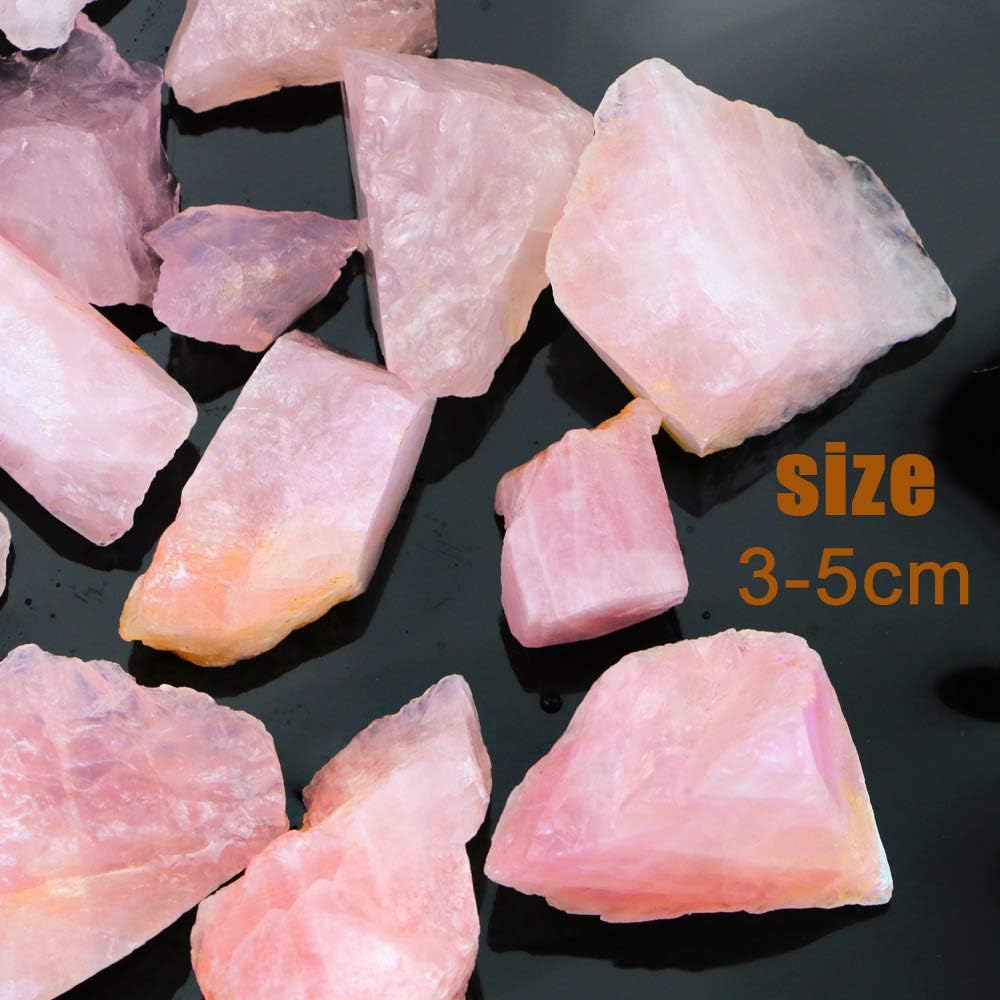 FireBOOMOON rose quartz rough sample shines after soaking, ideal for tumbling practice and polishing