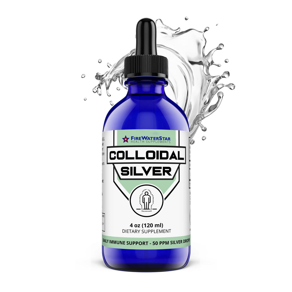 Firewaterstar colloidal silver bottle with dropper for precise daily dosing.