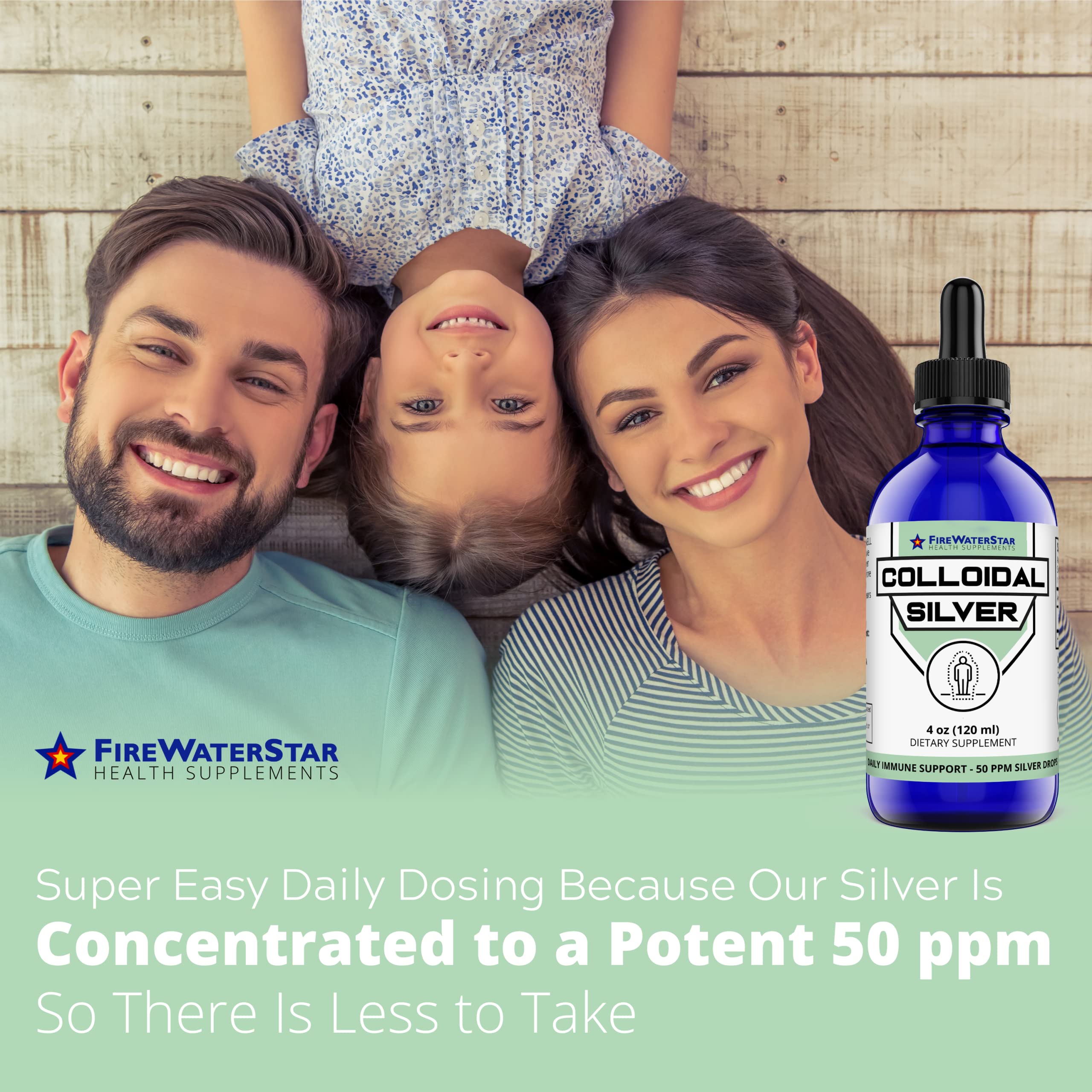 Firewaterstar dropper dispensing colloidal silver for easy use.