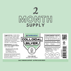 Firewaterstar colloidal silver front view in a clear glass bottle.