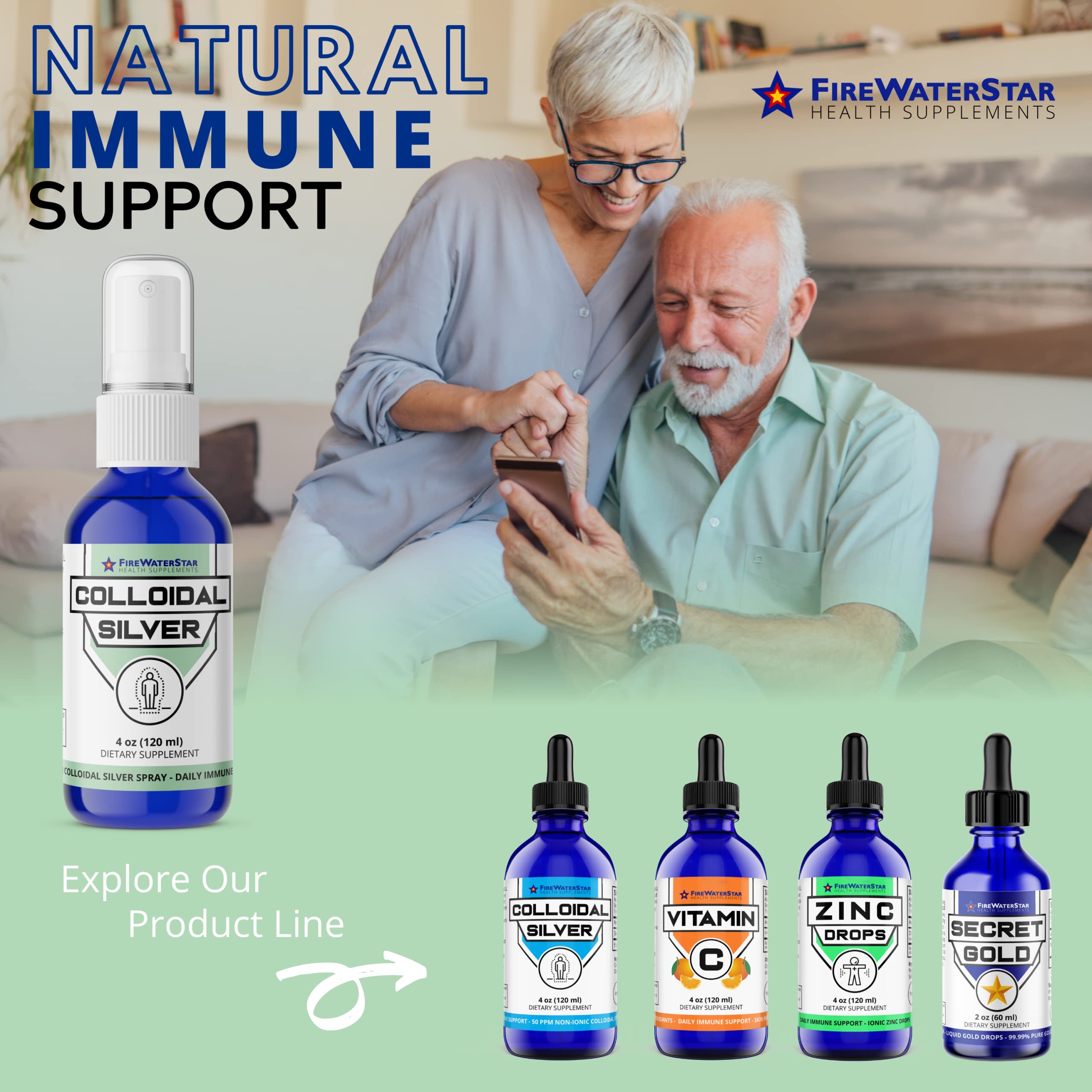 FIREWATERSTAR Colloidal Silver Spray used in a home routine setting.