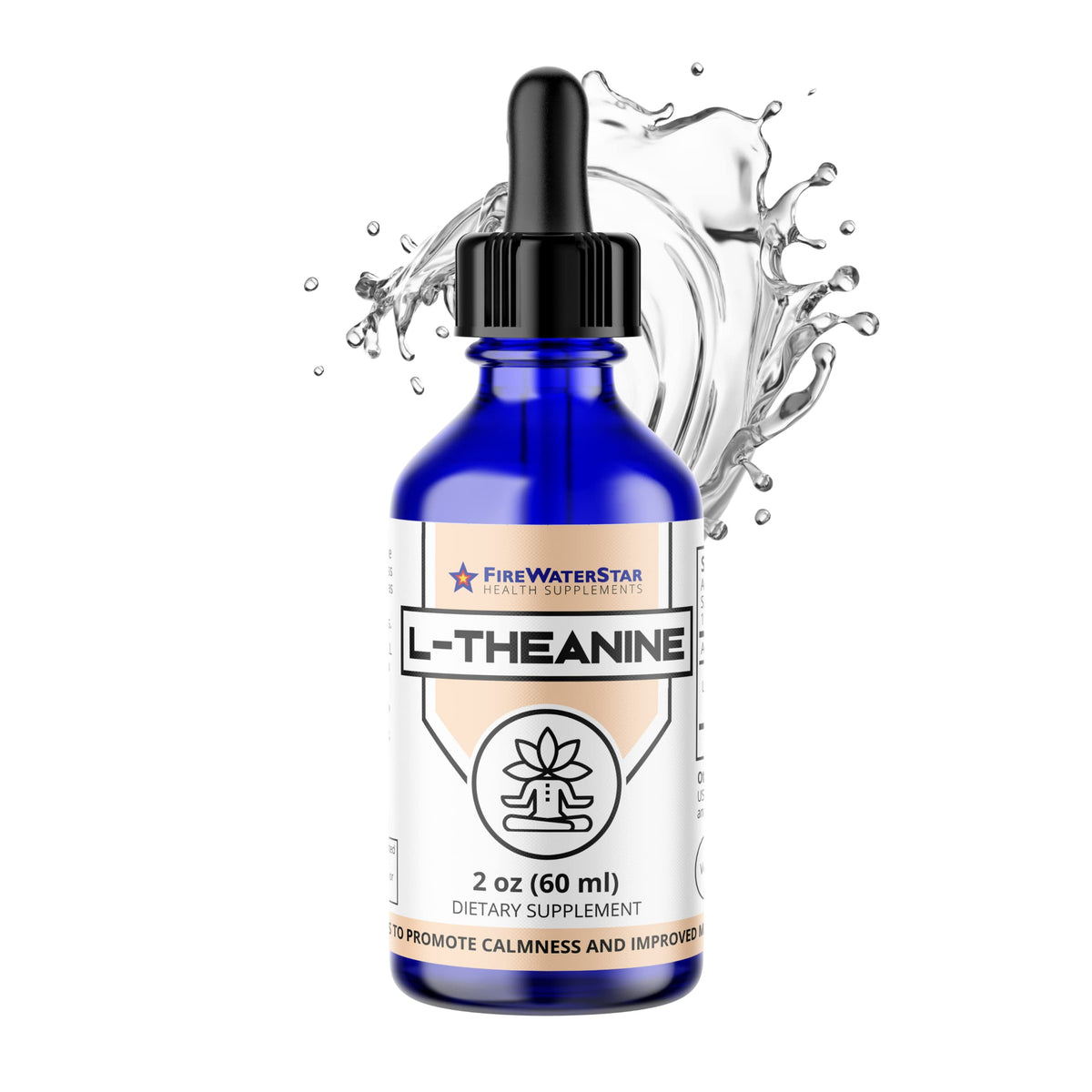 FIREWATERSTAR L-Theanine liquid drops bottle shows natural calm support