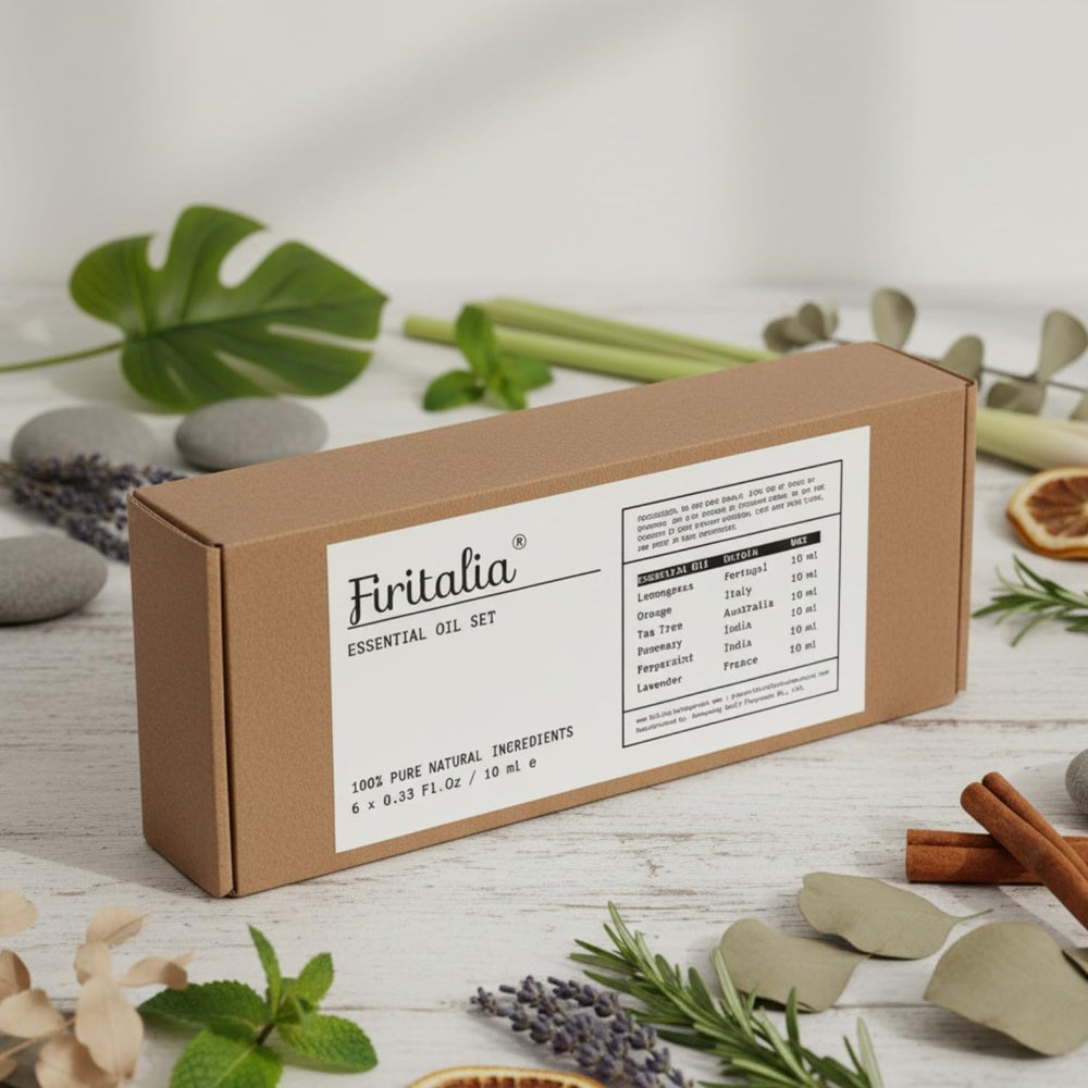 Firitalia DIY blend setup image highlighting versatility of the oils