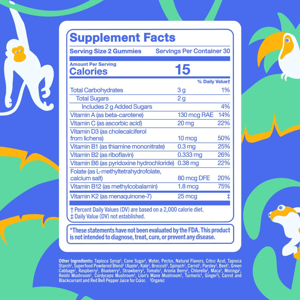 First Day multivitamin bottle closeup highlights kid vitamins.