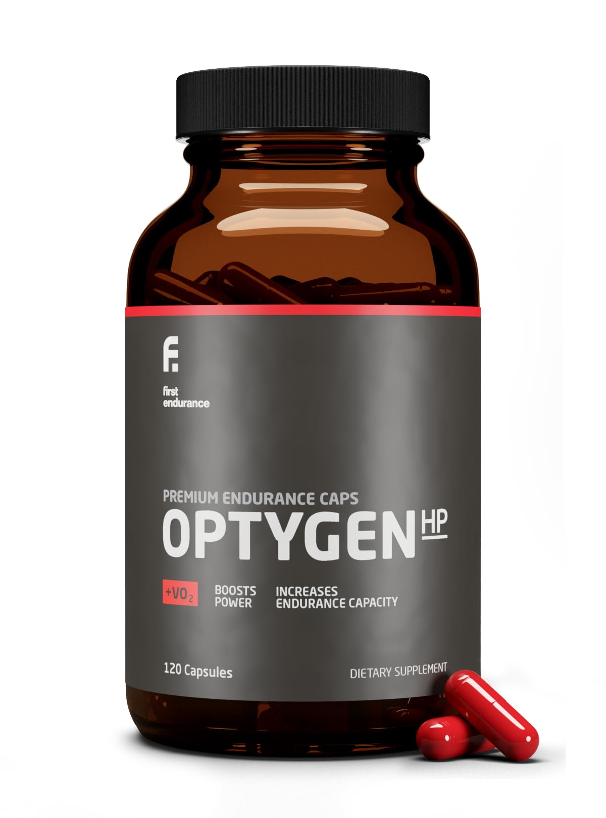 FIRST ENDURANCE OptygenHP bottle front view for enhanced endurance potential.