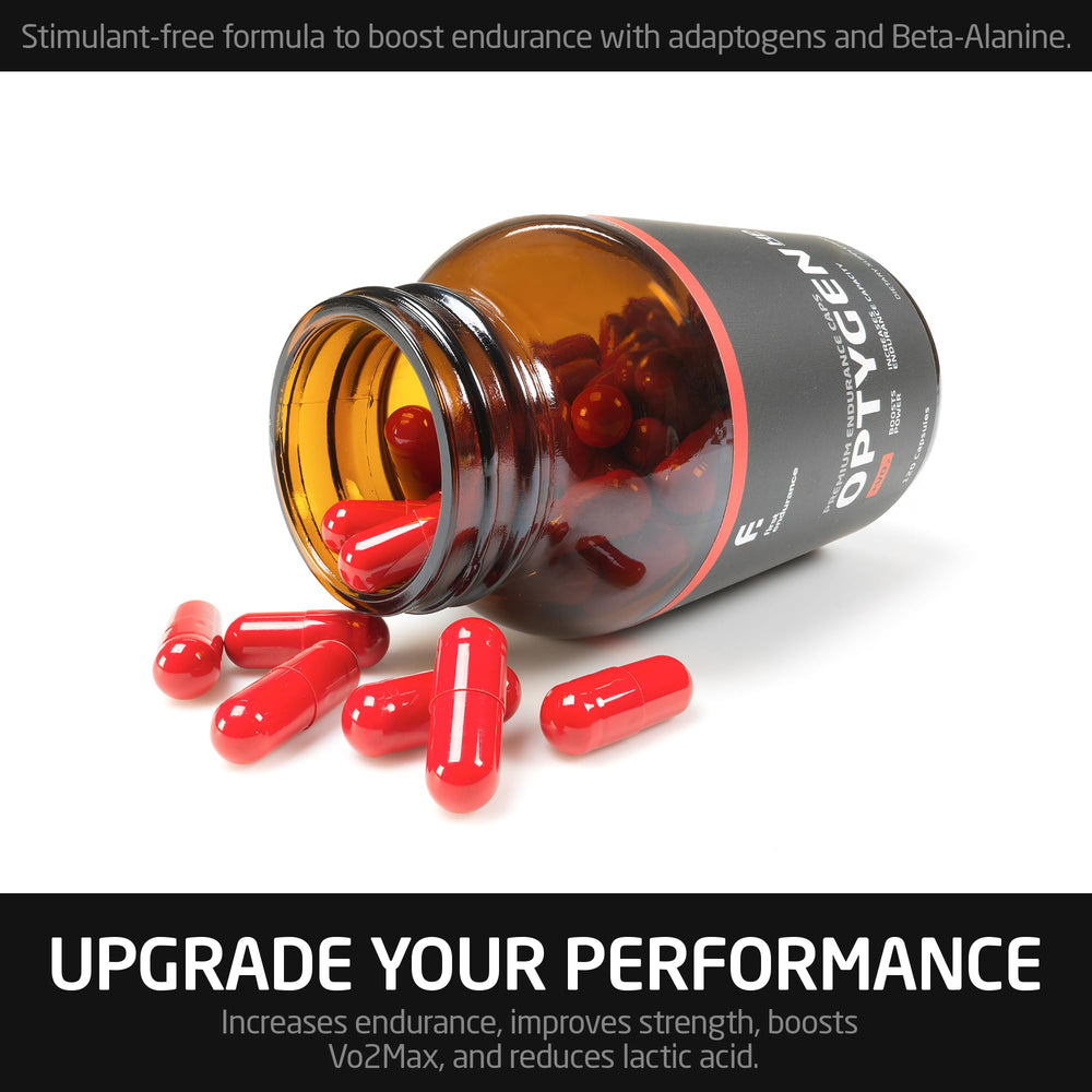 FIRST ENDURANCE OptygenHP bottle in use during workout sessions for energy.