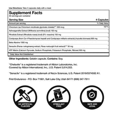 FIRST ENDURANCE OptygenHP ingredients list highlights adaptogens and beta-alanine for training.