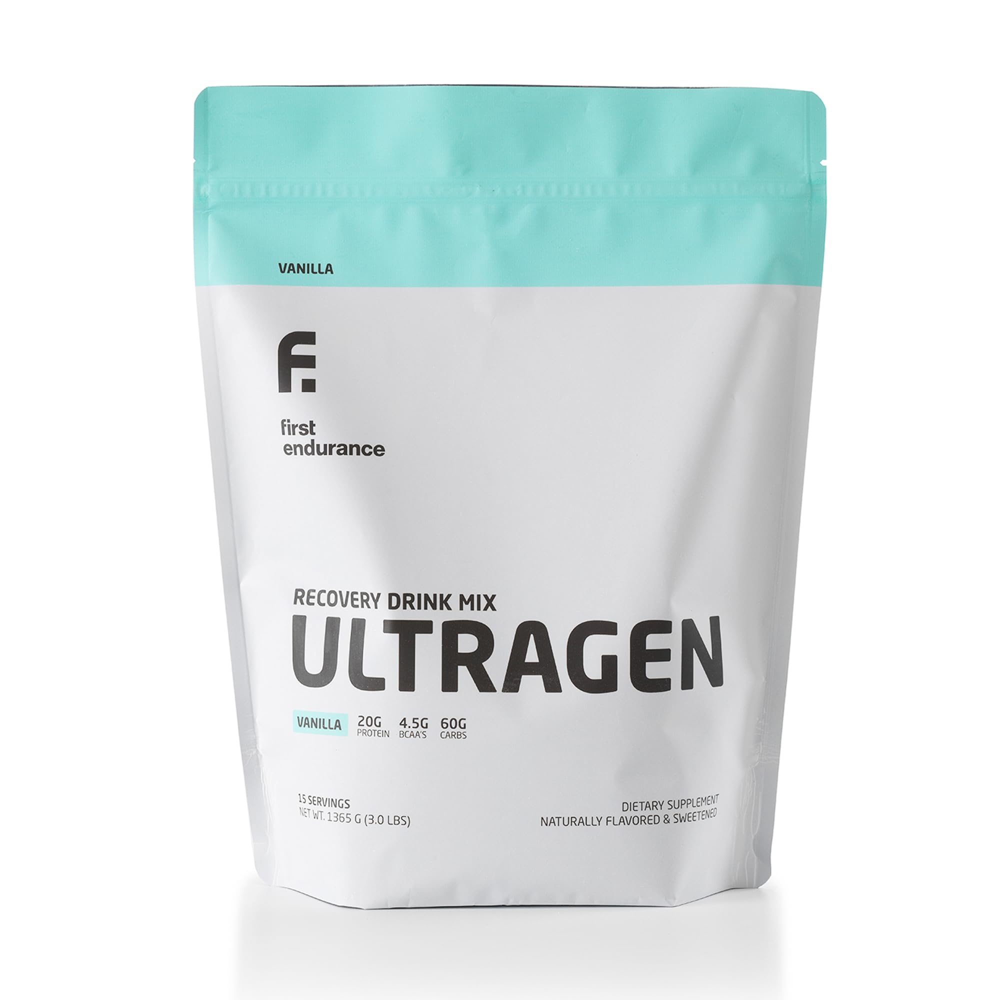 FIRST ENDURANCE Ultragen vanilla powder jar supports post-workout recovery