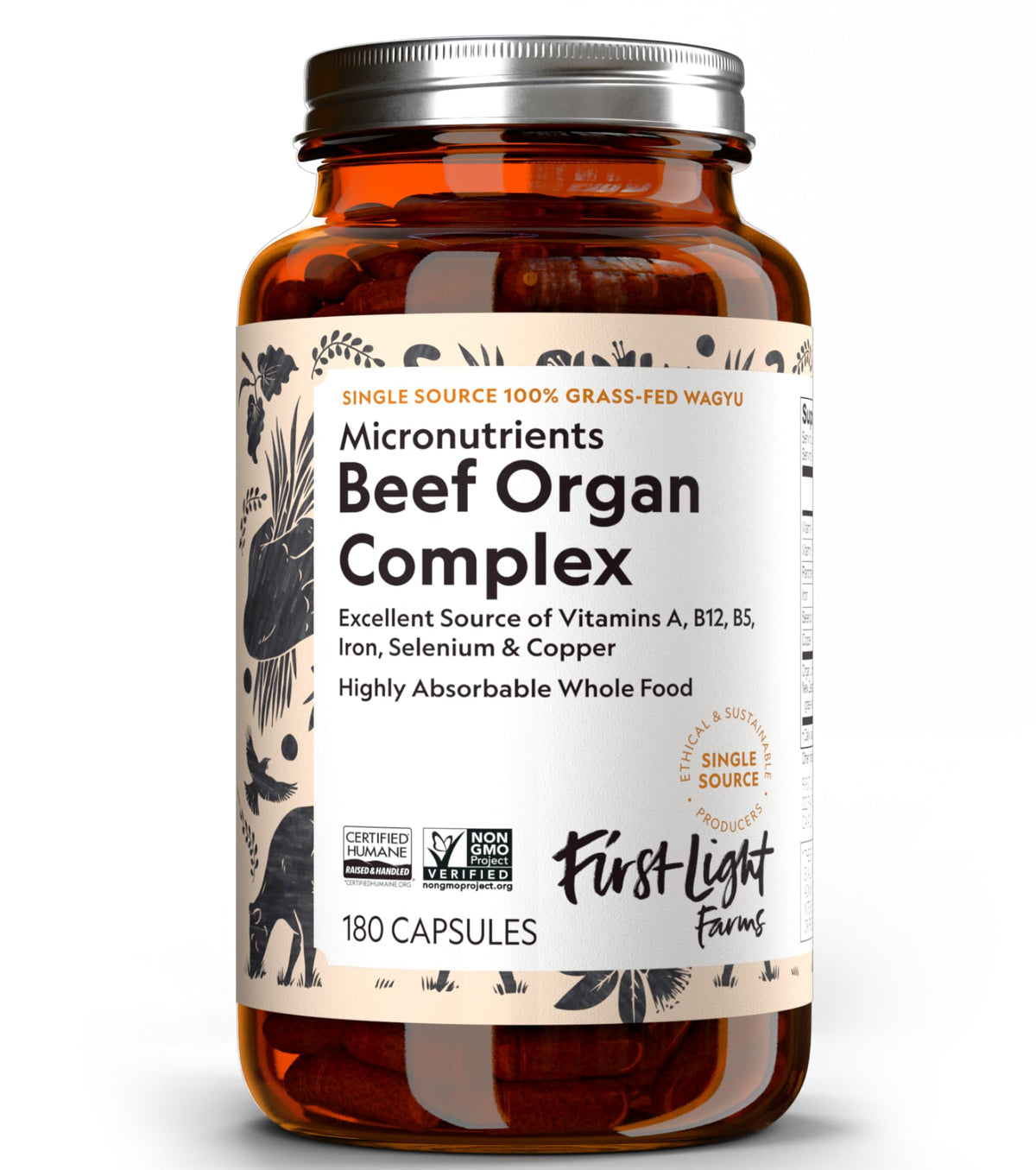 First Light Wagyu Organ Complex bottle cap – premium nutrition on the go.