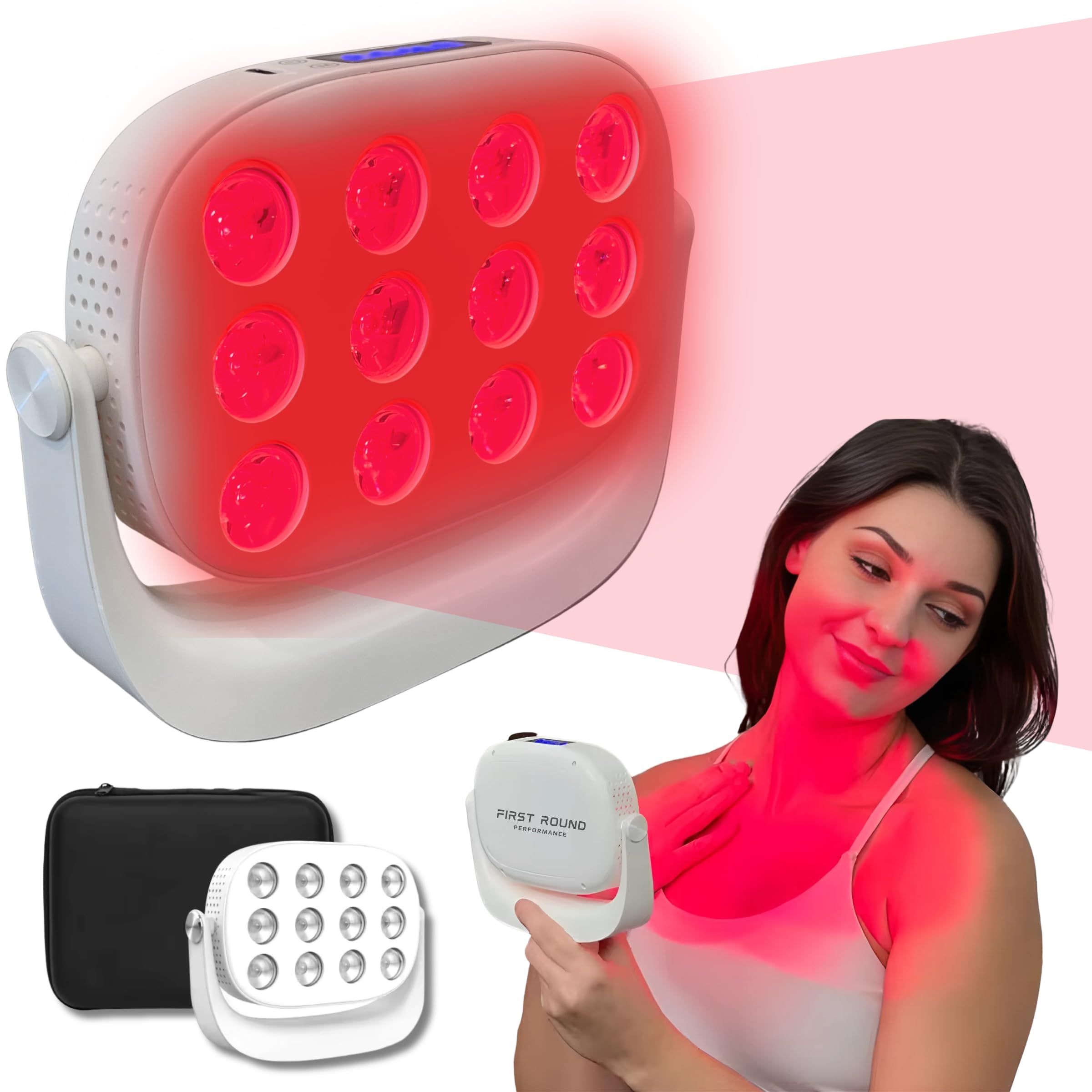 First Round Performance portable red light therapy kit travel case for on the go sessions.
