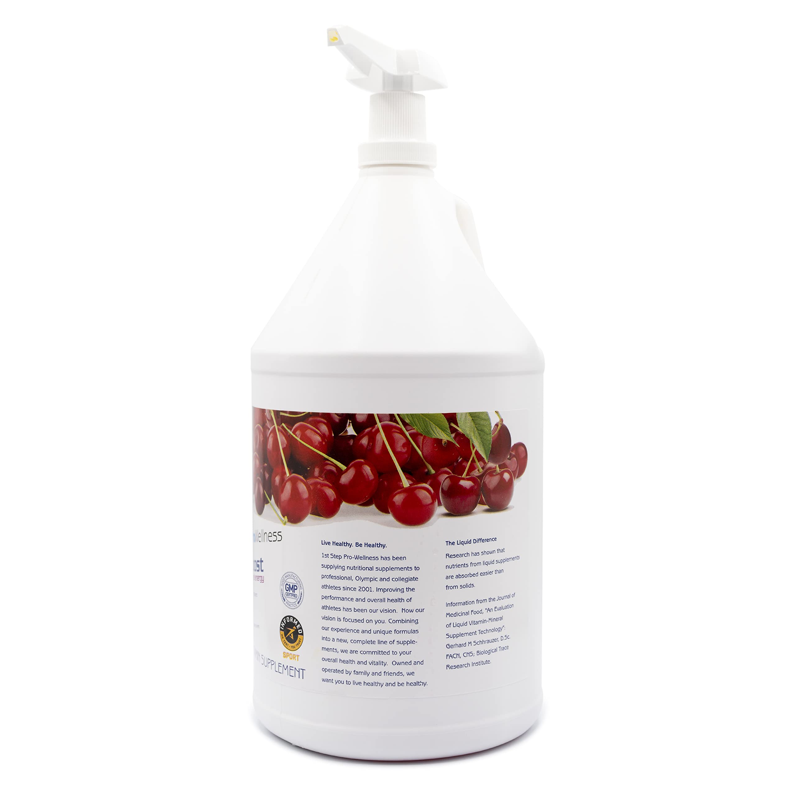 Label closeup of 1st Step for Energy B-12 Cherry Charge showing potency and recommended use