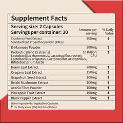 FIRSTORGANIC UTI Flora & Odor Pro+ capsules for easy daily intake.