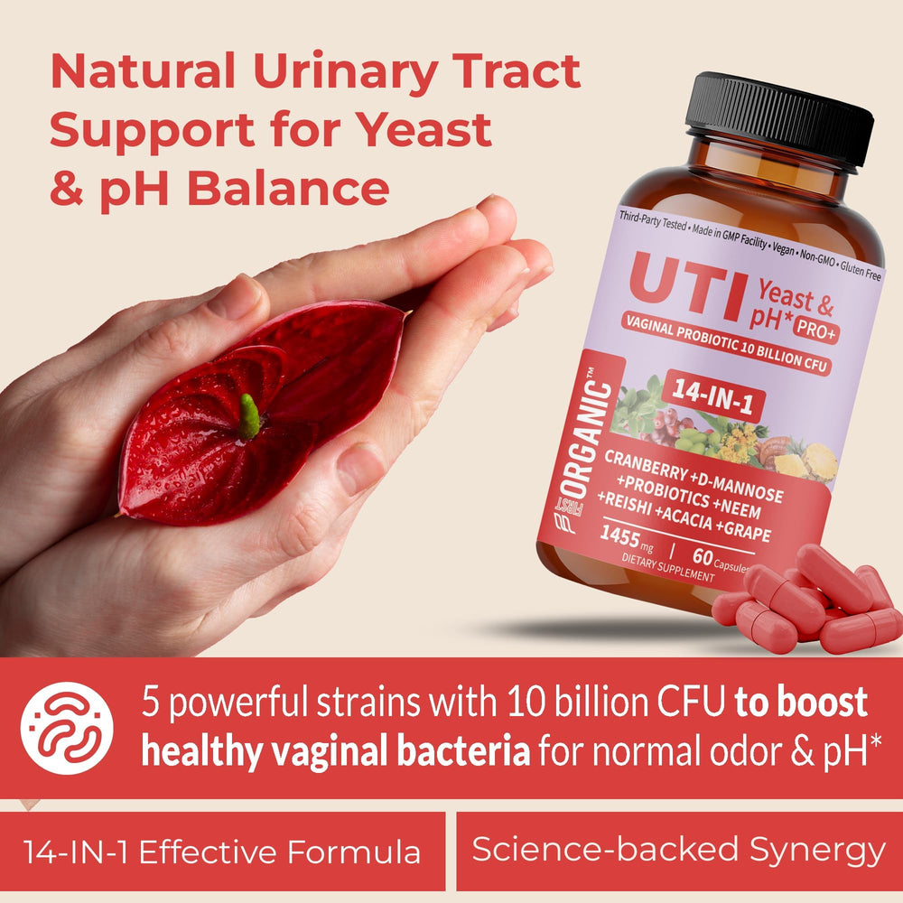 FIRSTORGANIC UTI Yeast & pH Pro+ bottle supports pH-friendly daily care.