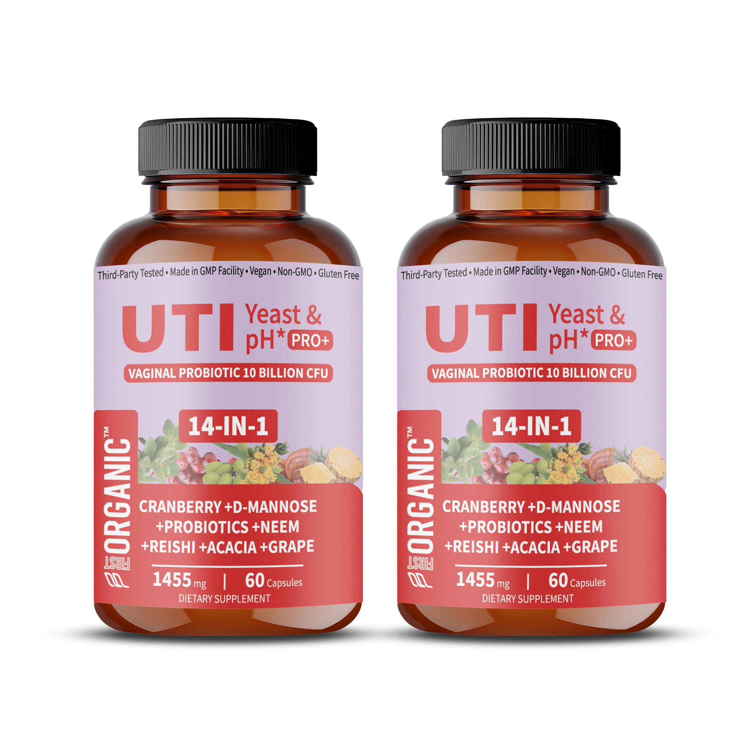 FIRSTORGANIC UTI Yeast & pH Pro+ bottle for daily hydration and balance.