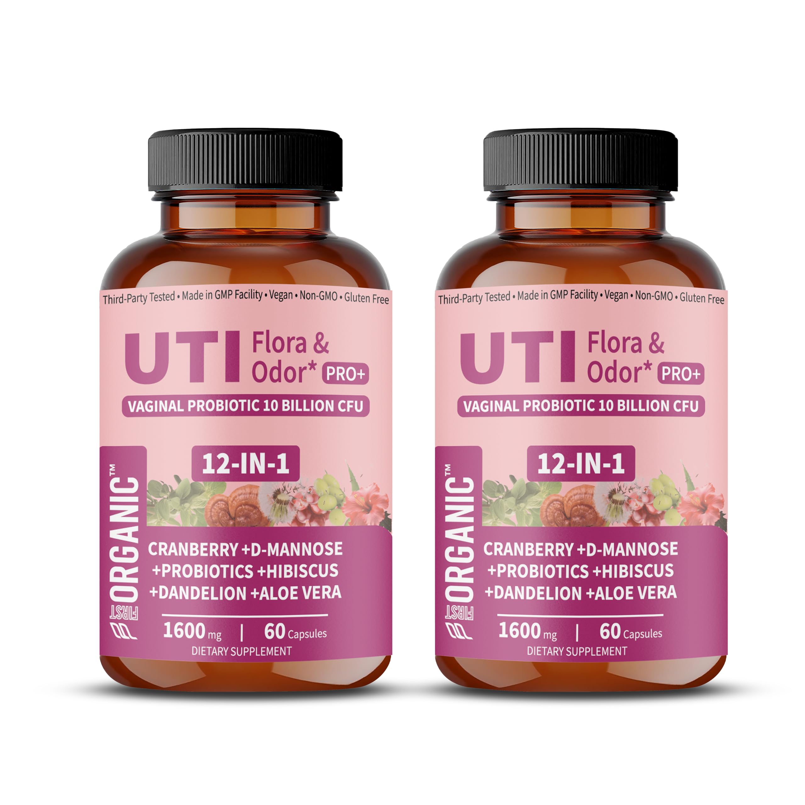 FIRSTORGANIC UTI Flora Pro Plus bottle for daily intimate balance.