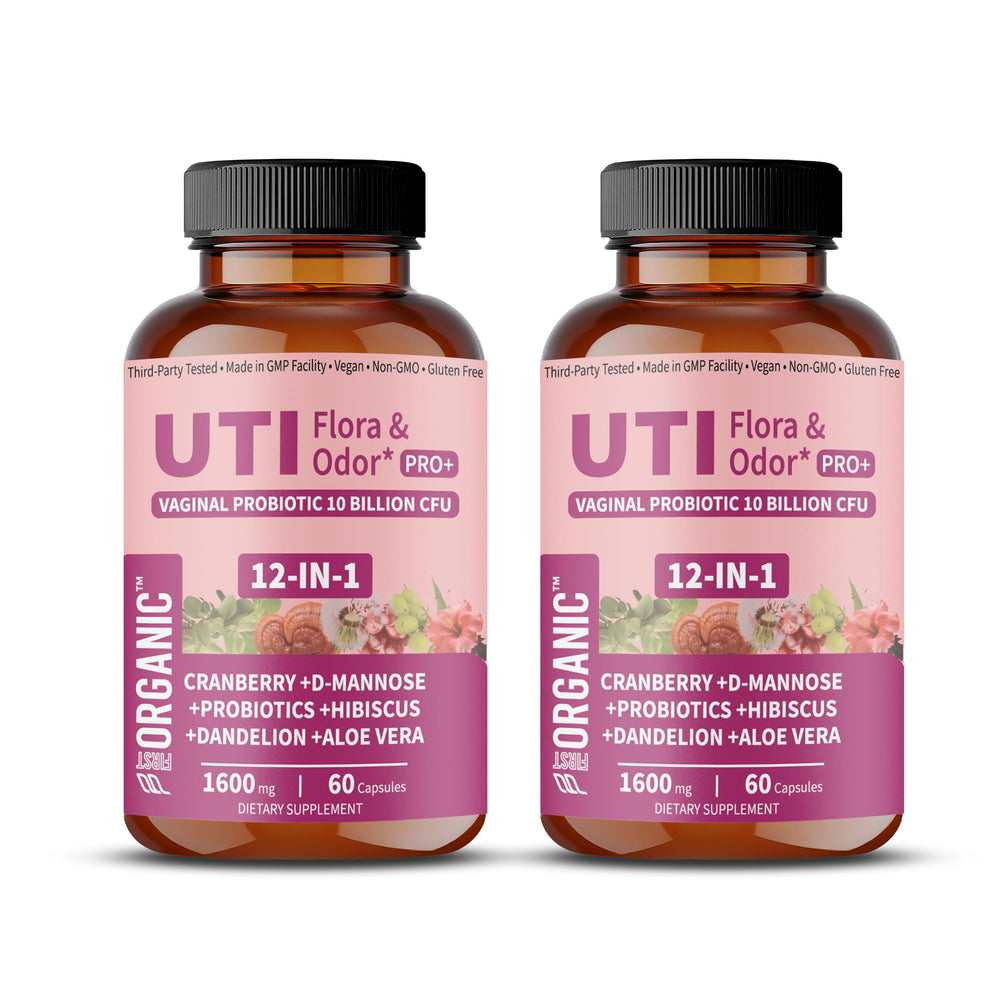 FIRSTORGANIC UTI Flora Pro Plus bottle for daily intimate balance.