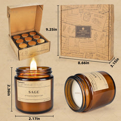 Fissiworx 9-pack amber jar candle set displayed for warm home ambience.
