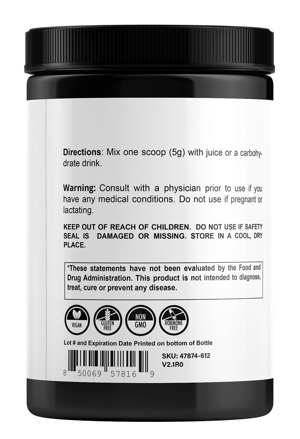 Fit Boxx ATPDrive label confirms vegan and non-GMO purity with third-party testing