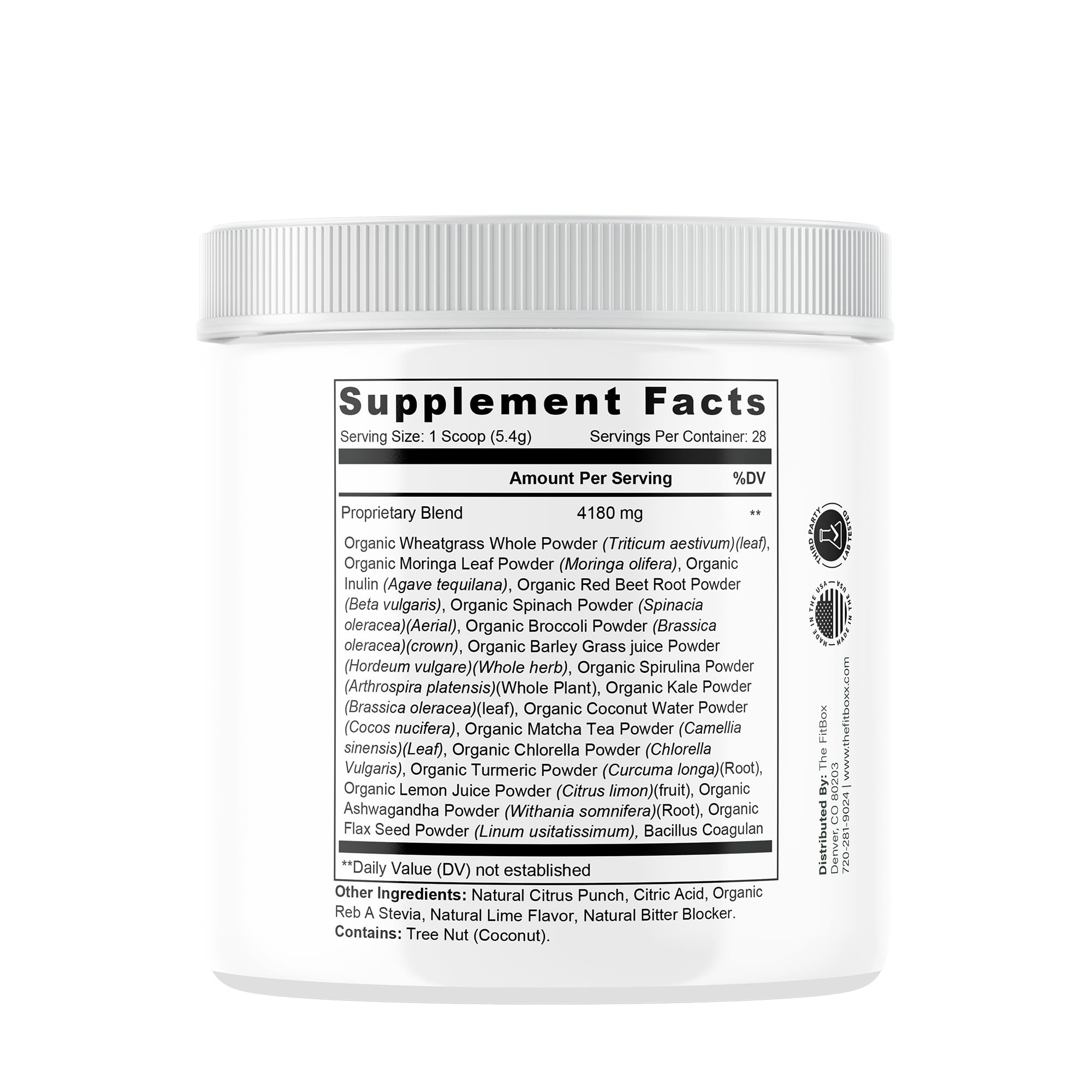 Fit Boxx VitalMatrix Greens adaptogen blend close-up showing potential energy support