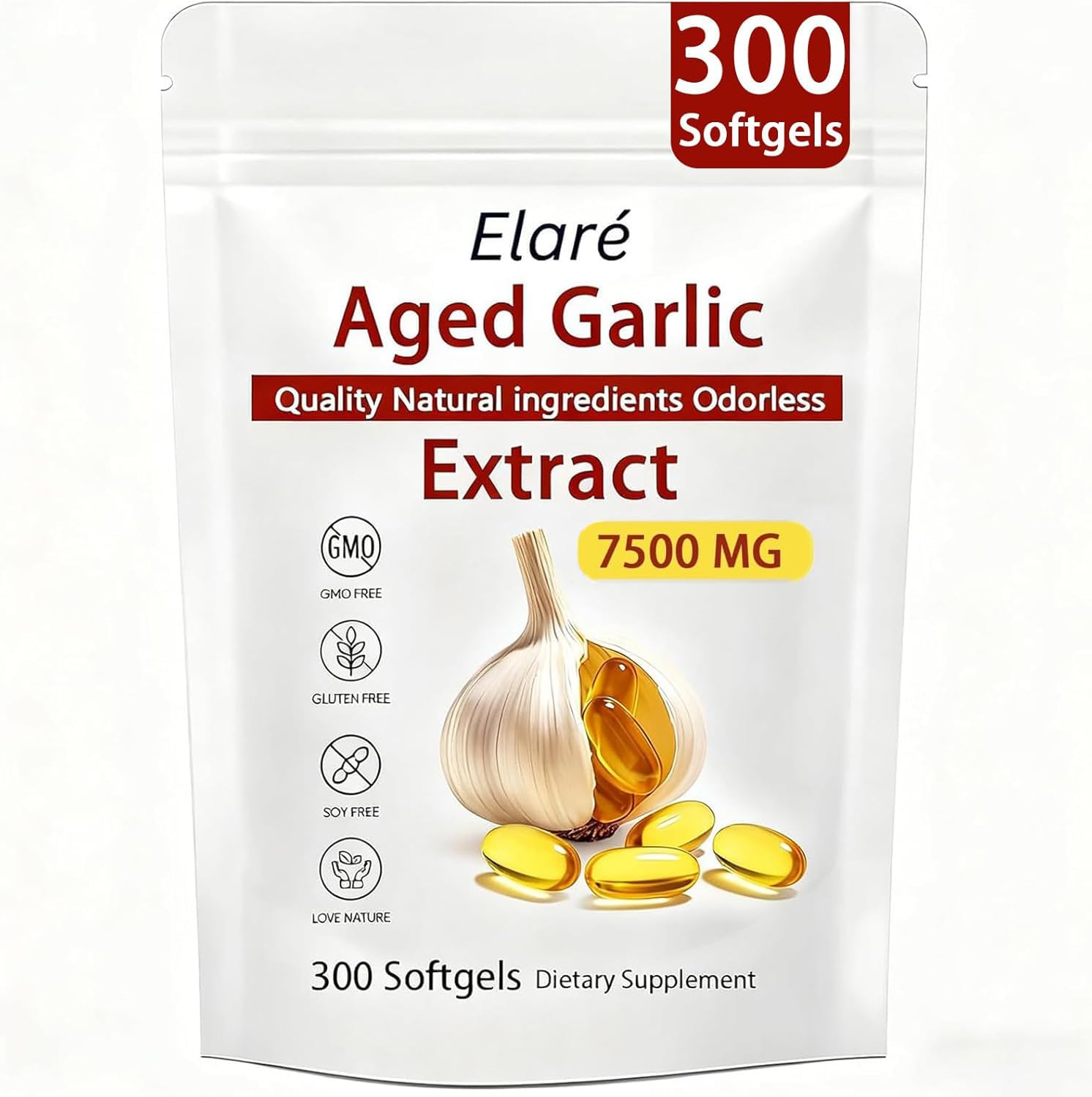 FITactic Elare Aged Garlic bottle with capsules for odorless daily heart and immune support