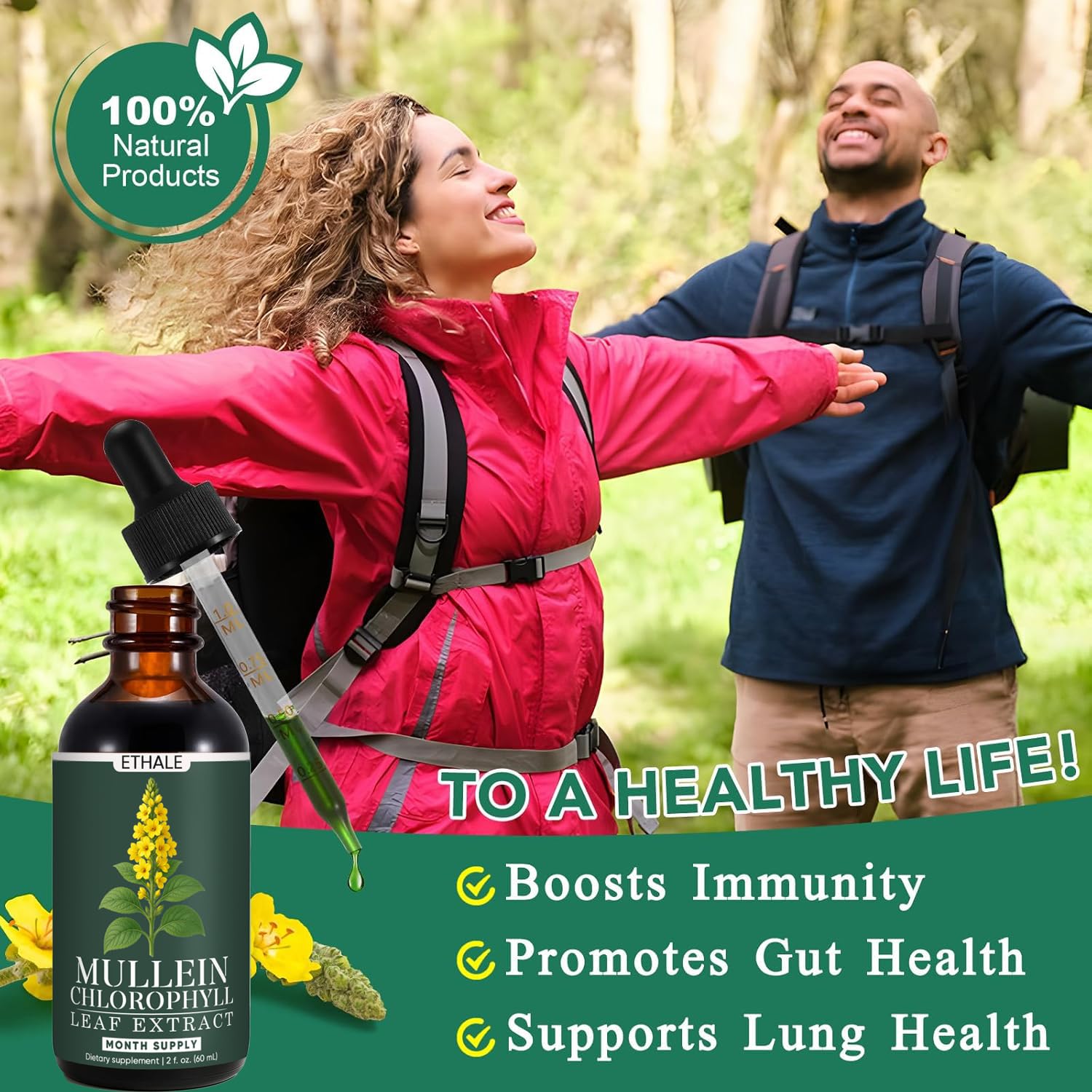 FITactic ETHALE Mullein Drops ingredients mullein and chlorophyll visible