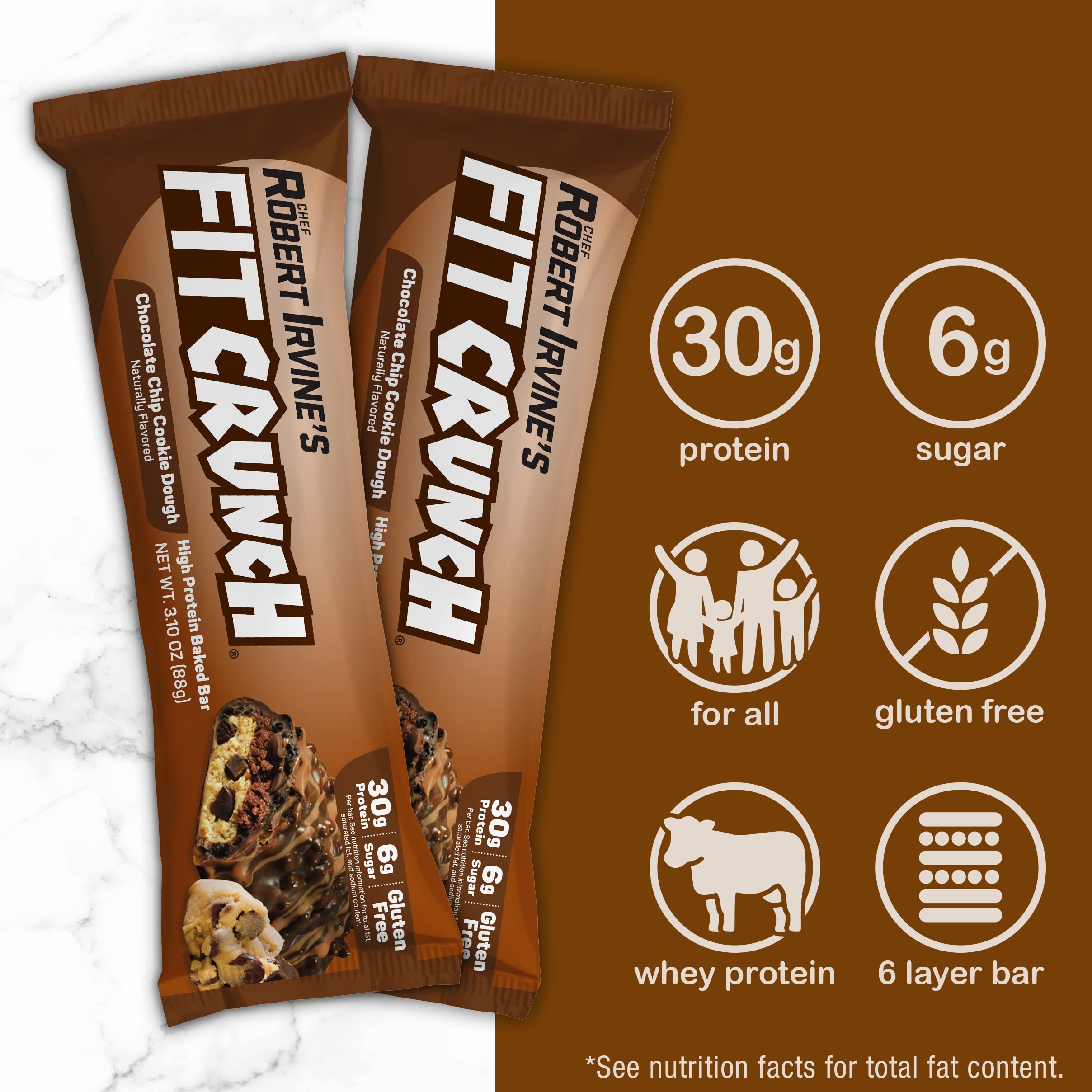Fit Crunch bar chocolate chip cookie dough bite showcases chewy, indulgent flavor without excess sugar.
