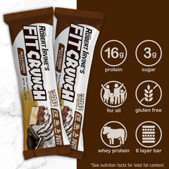 FITCRUNCH Bar texture close-up showcases soft cake core and layered goodness.