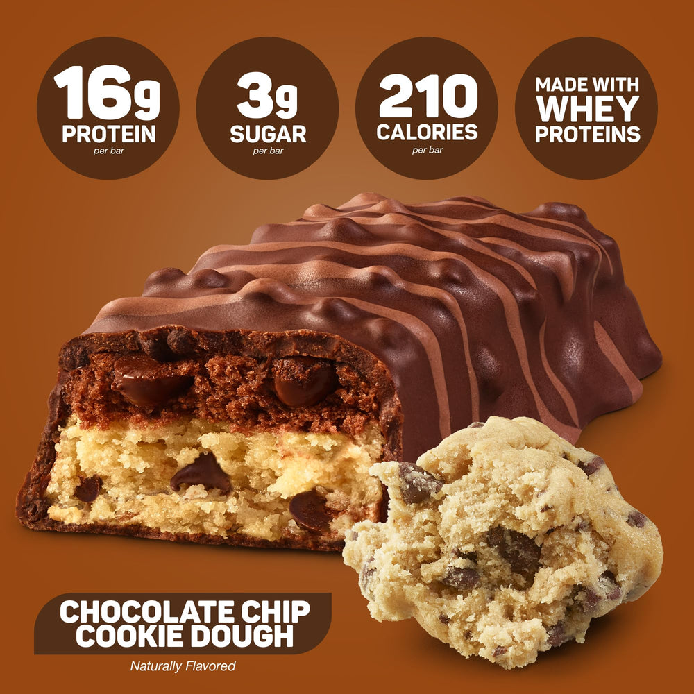 Break-open view of FITCRUNCH chocolate chip cookie dough texture