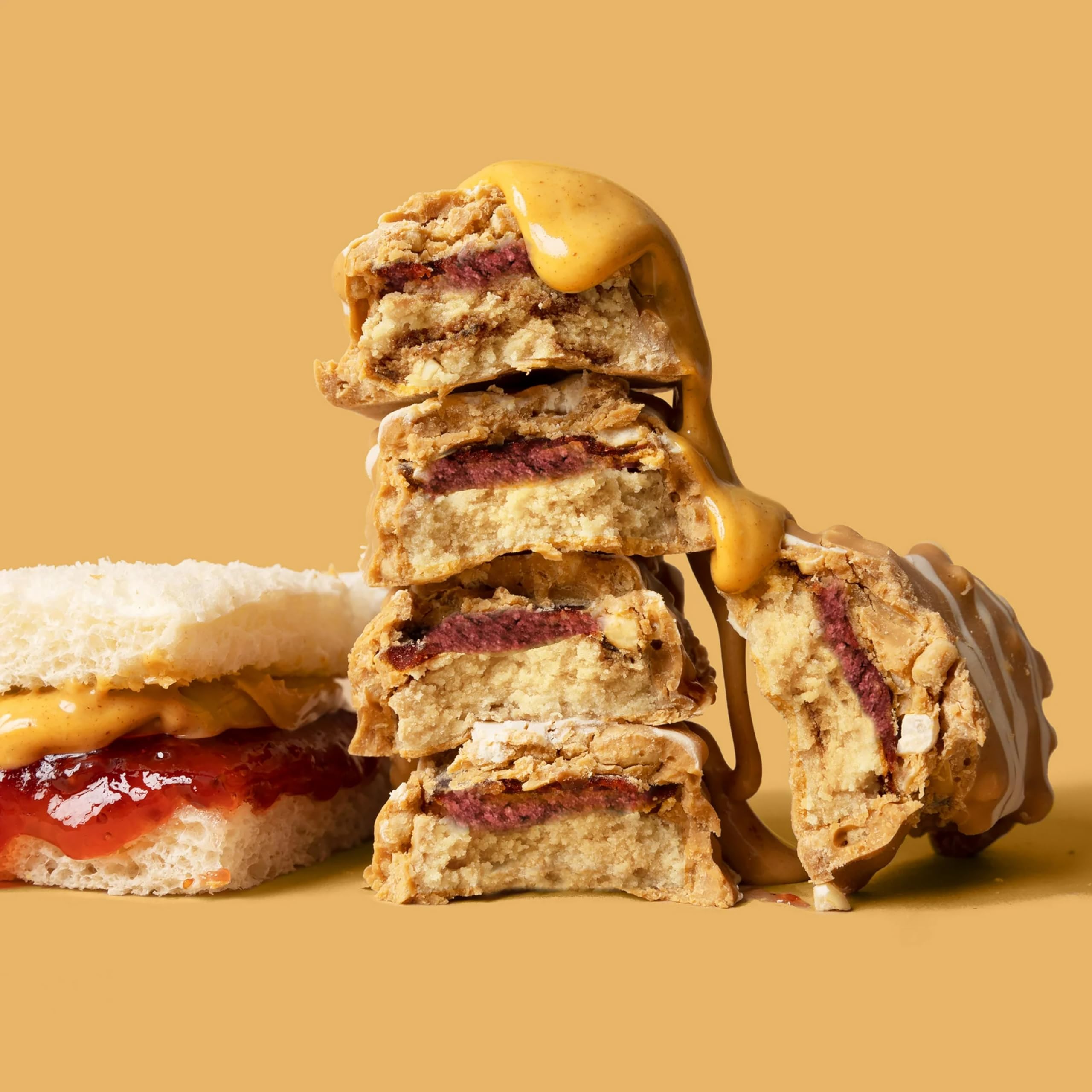 FitCrunch ingredients close-up highlights real ingredients for authentic PB&J flavor.