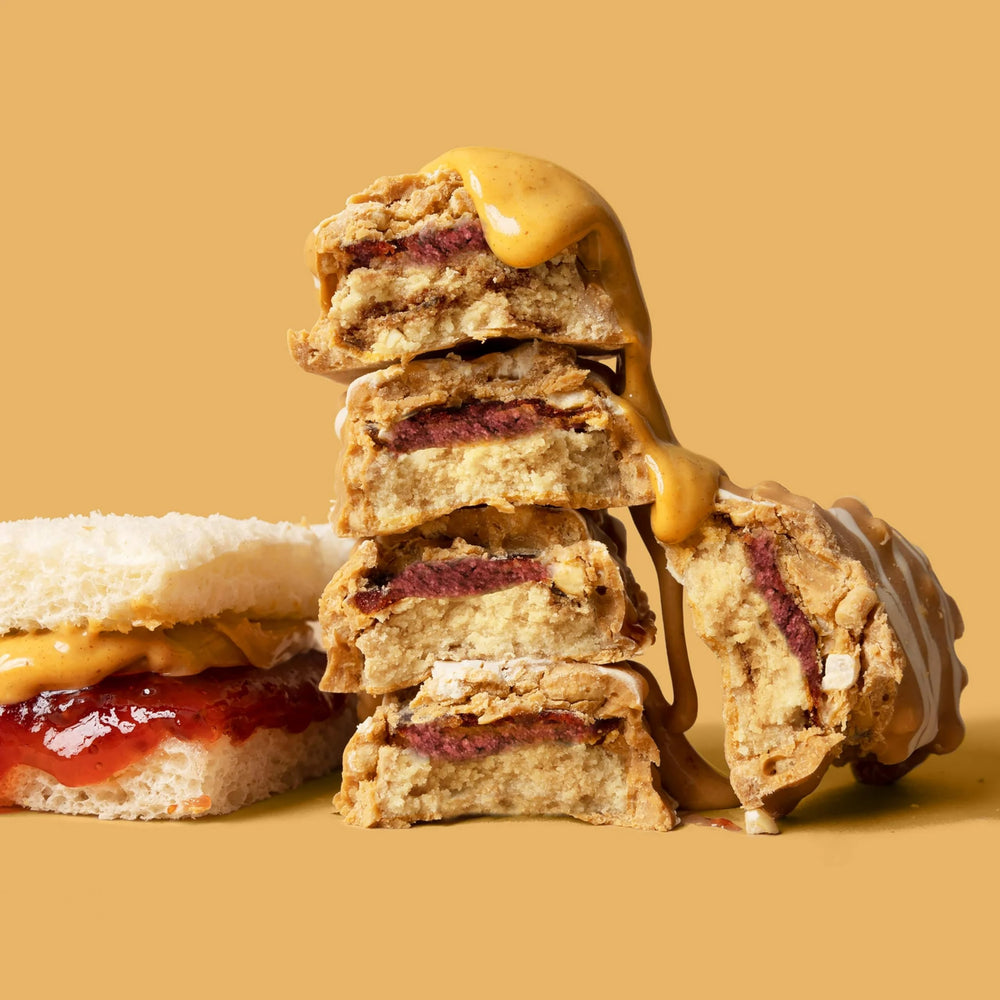 FitCrunch ingredients close-up highlights real ingredients for authentic PB&J flavor.