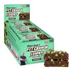 Fit Crunch Mint Madness Loaded Cookie Bar pack shot highlighting high protein on the go