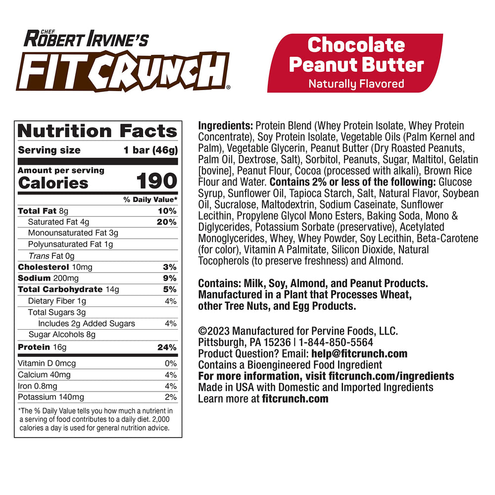 Fit Crunch Peanut Butter bar close-up showing rich texture and crunch.