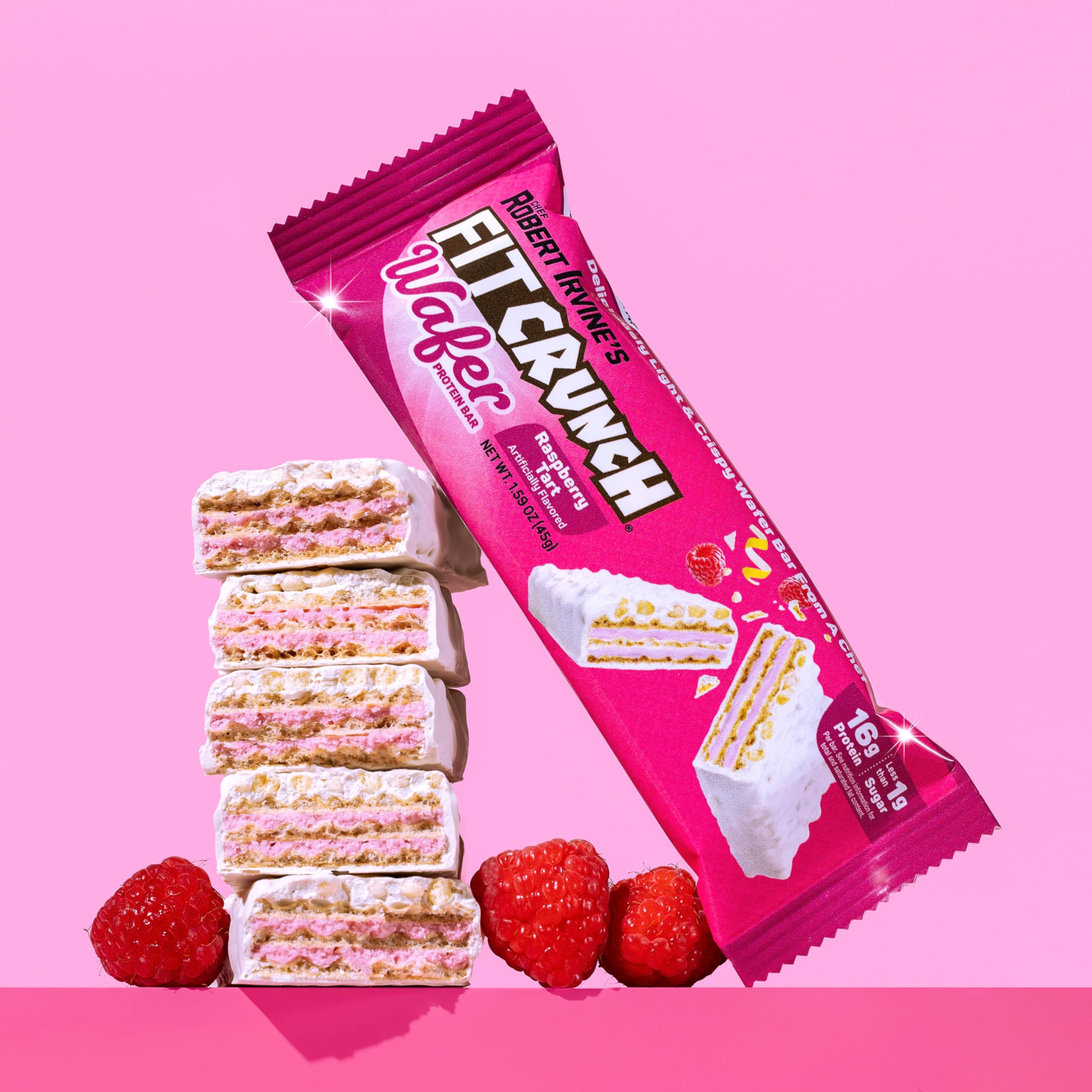 Cross-section reveals layered wafers and white chocolate coating