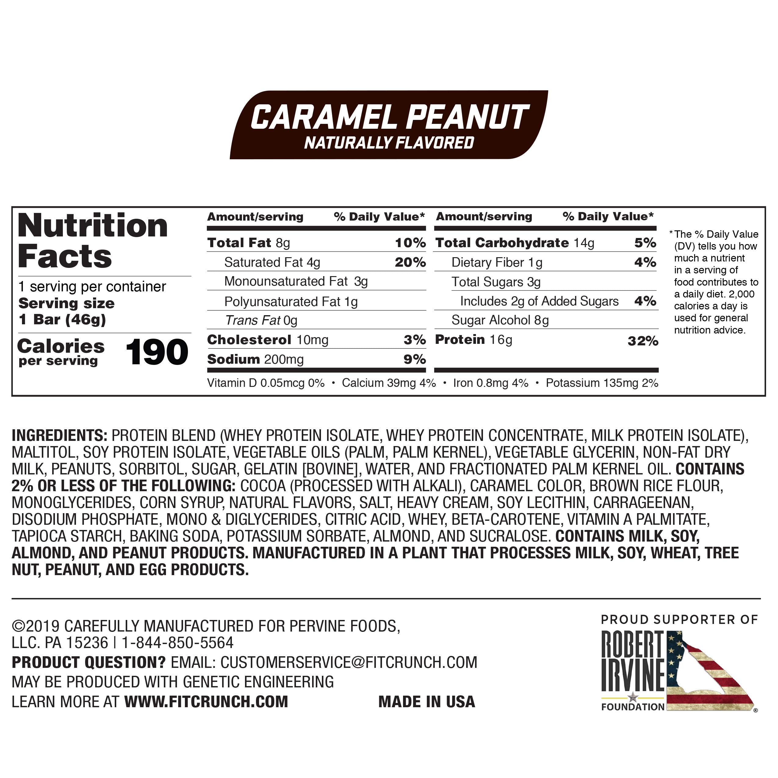 Cross-section of FITCRUNCH six-layer baked bar showing cake core texture.