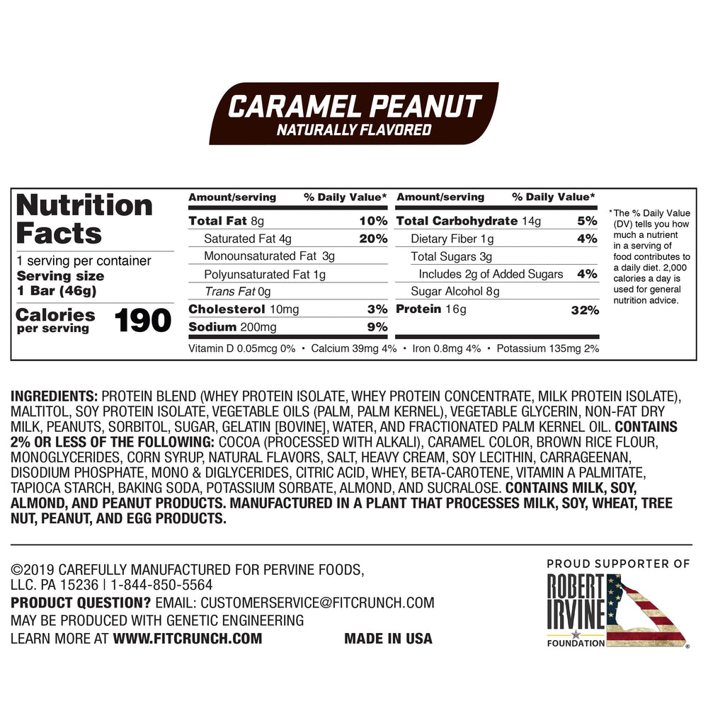 Cross-section of FITCRUNCH six-layer baked bar showing cake core texture.