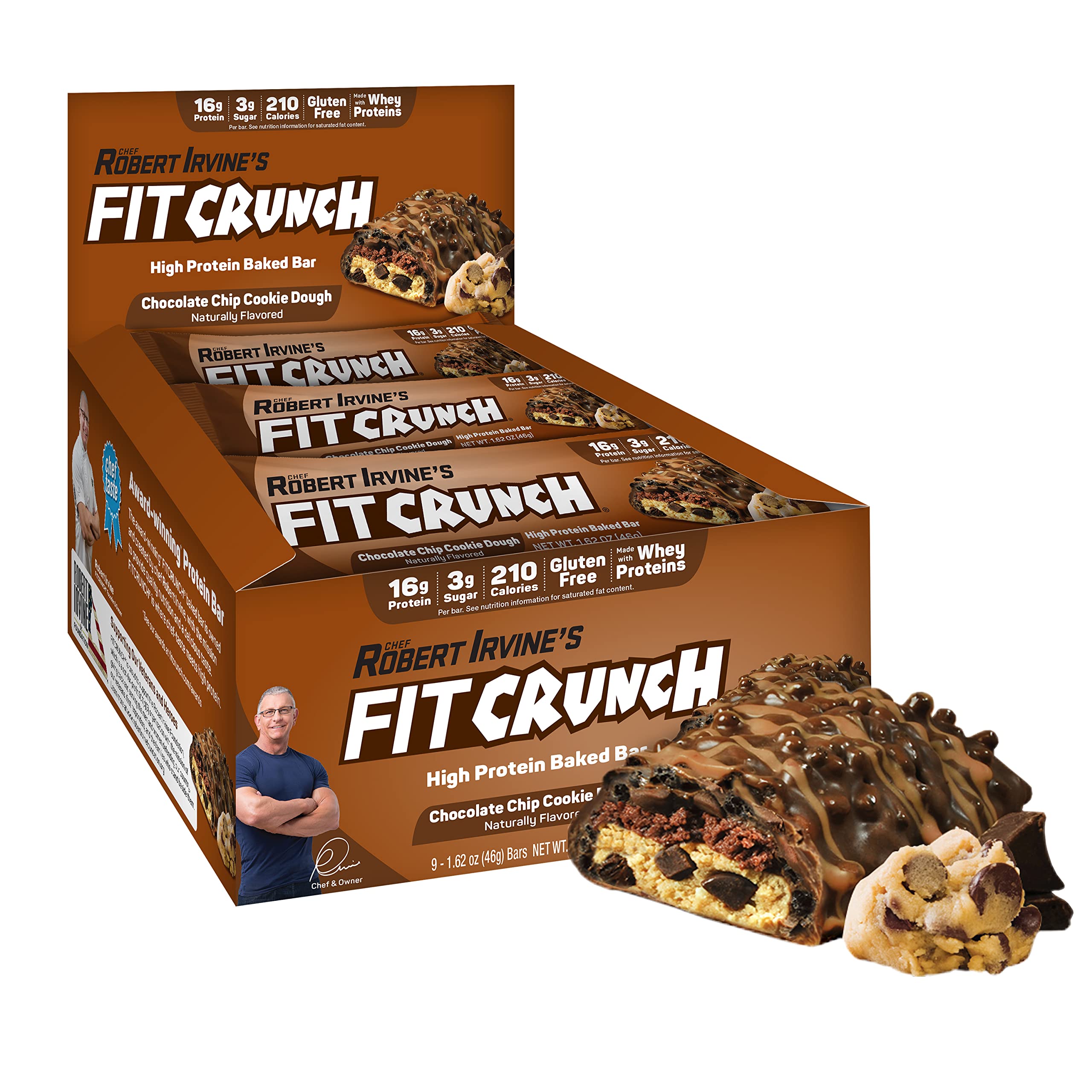 Fit Crunch snack-size bar six-layer baked texture for a protein-packed bite.