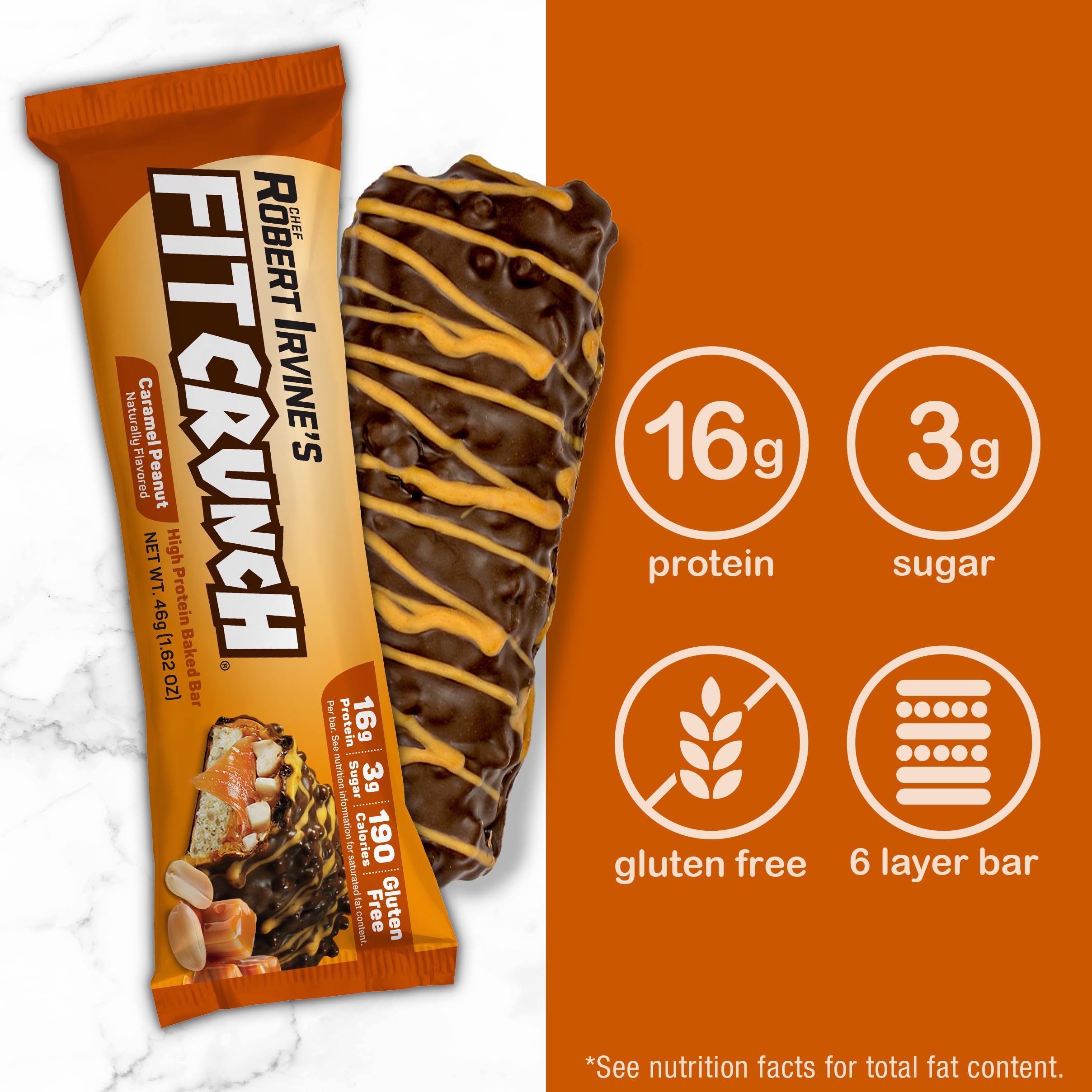 FITCRUNCH gluten-free label on bar for gluten-conscious snacking