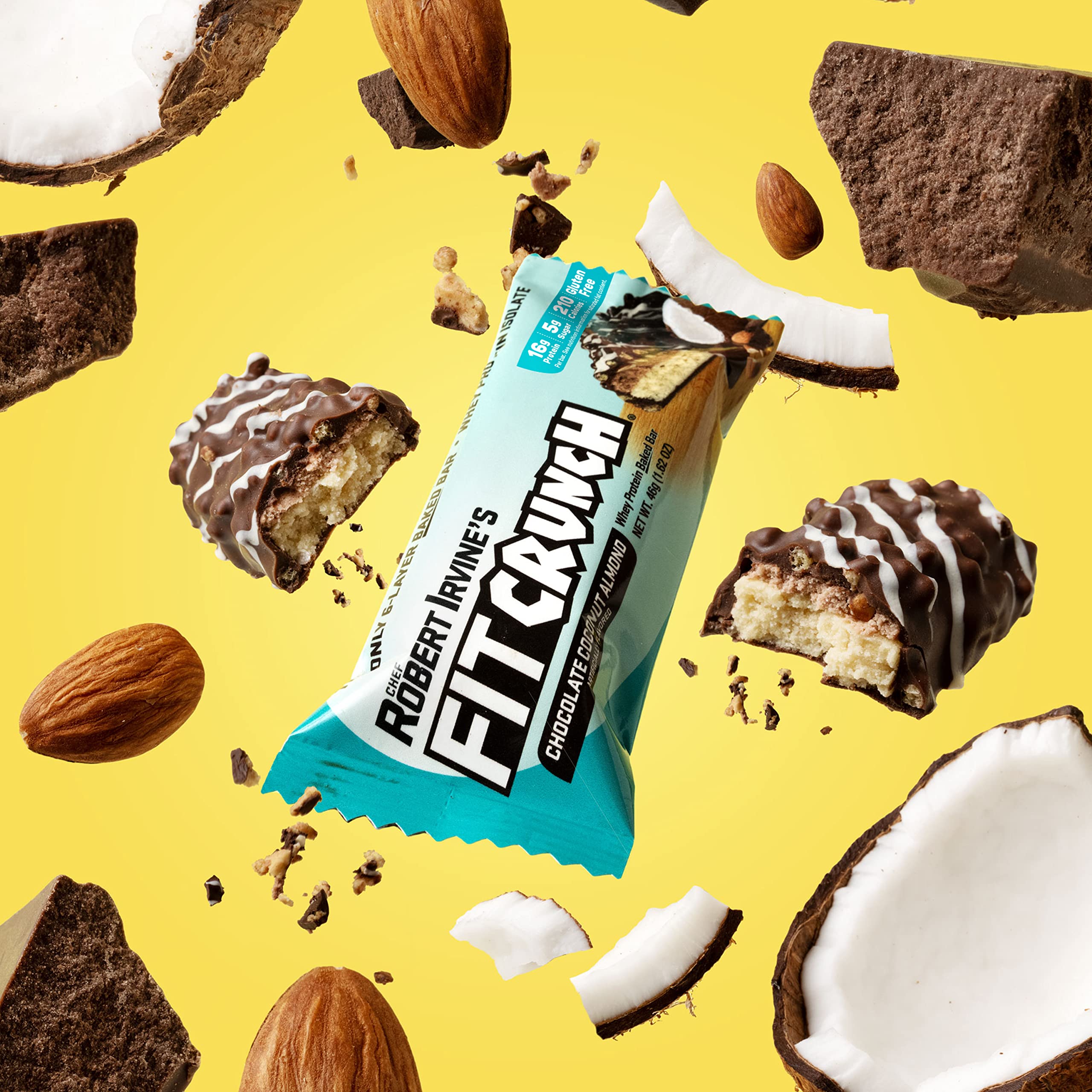 Front packaging branding with FITCRUNCH logo and flavor name
