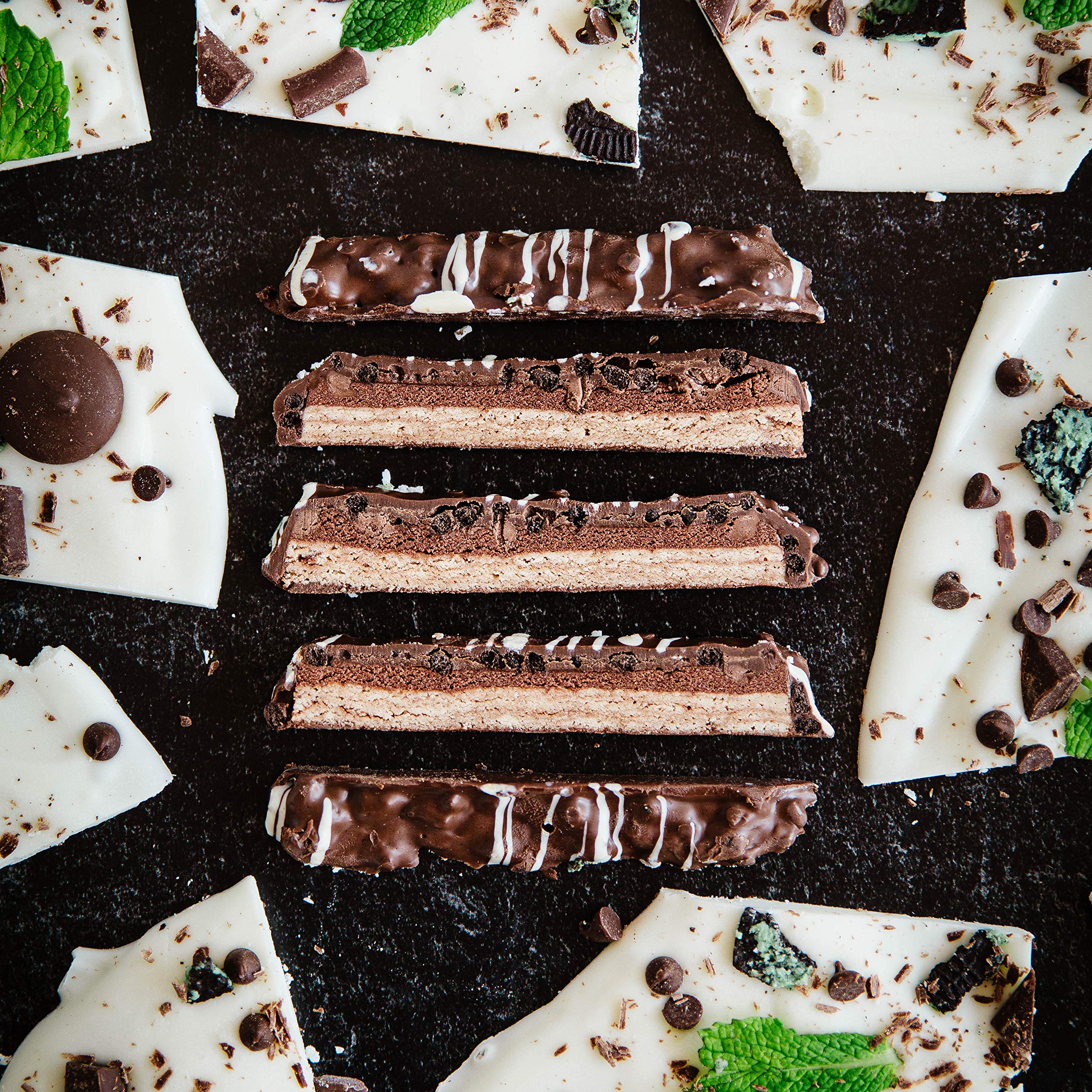 FITCRUNCH close-up shows mint chips and creamy cake core.