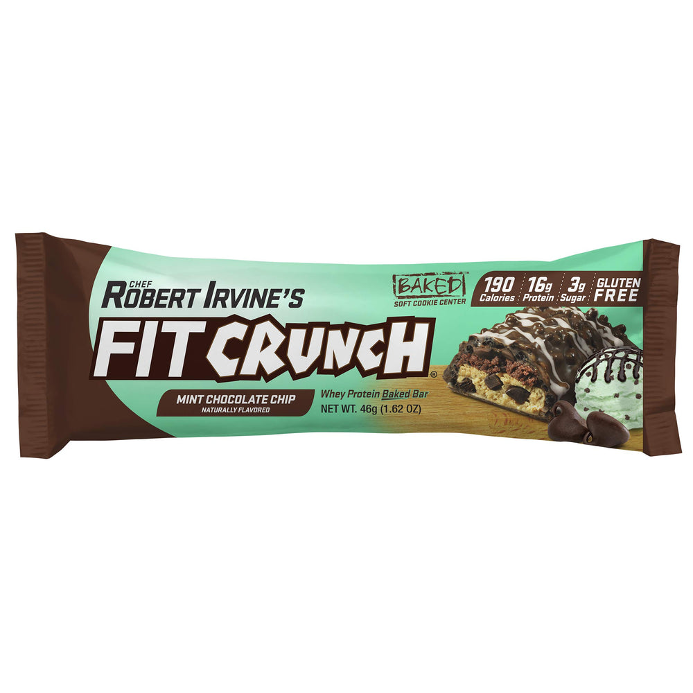 FITCRUNCH six-layer baked bar on plate shows premium flavor and texture.