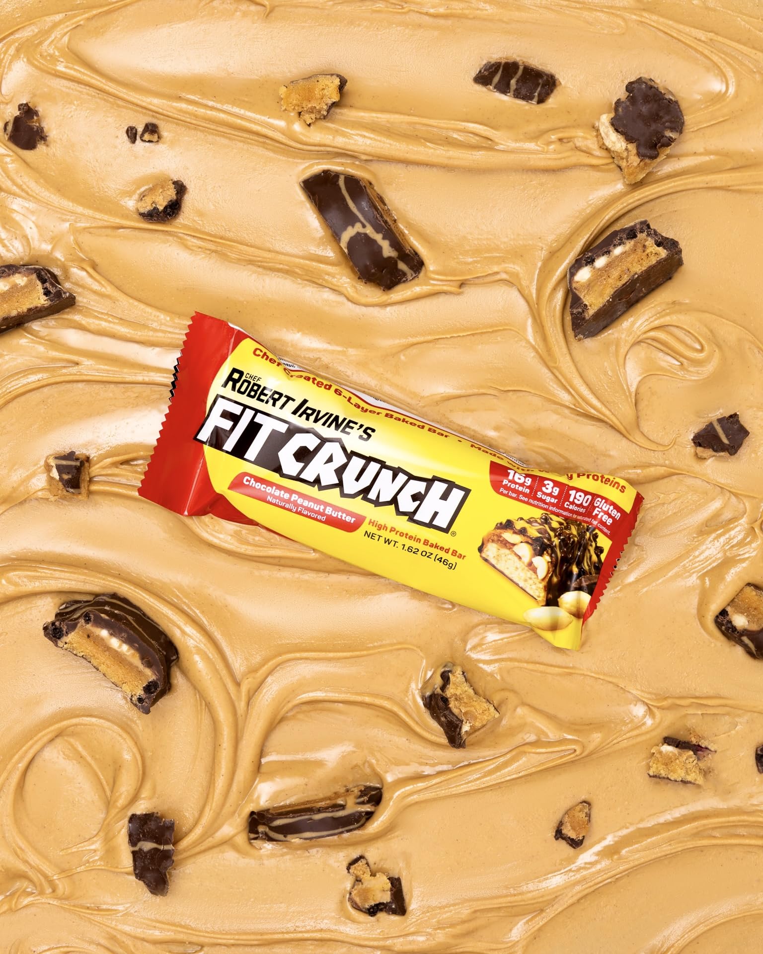 FITCRUNCH snack-size bar unwrapped for on-the-go energy.