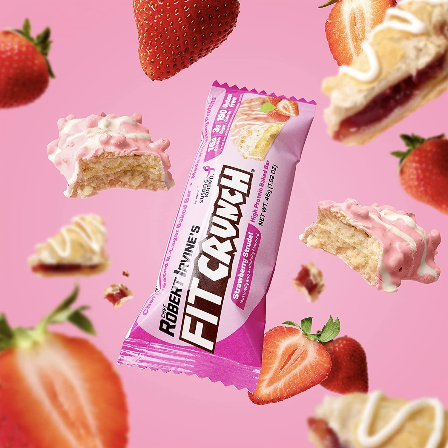Fit Crunch Strawberry Strudel 18-bar box suitable for family snack sessions.