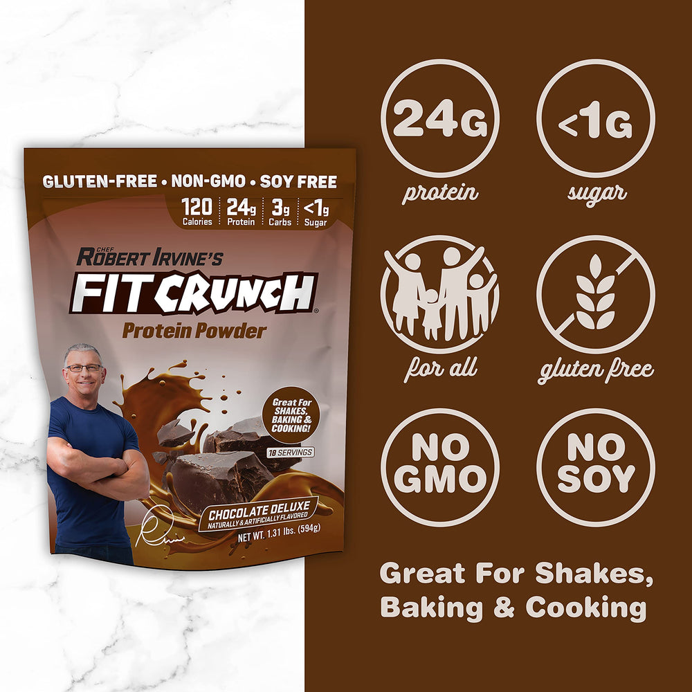 Serving suggestion: velvety Fit Crunch Tri-Blend shake with rich texture.