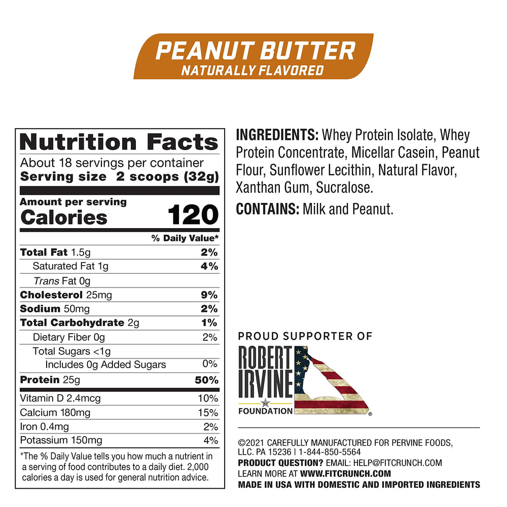 Fit Crunch Tri-Blend Whey Protein Blend highlights fast and slow digesting proteins
