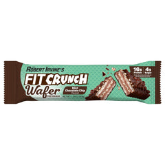 Close-up of mint chocolate chip wafer bar showing crisp layers